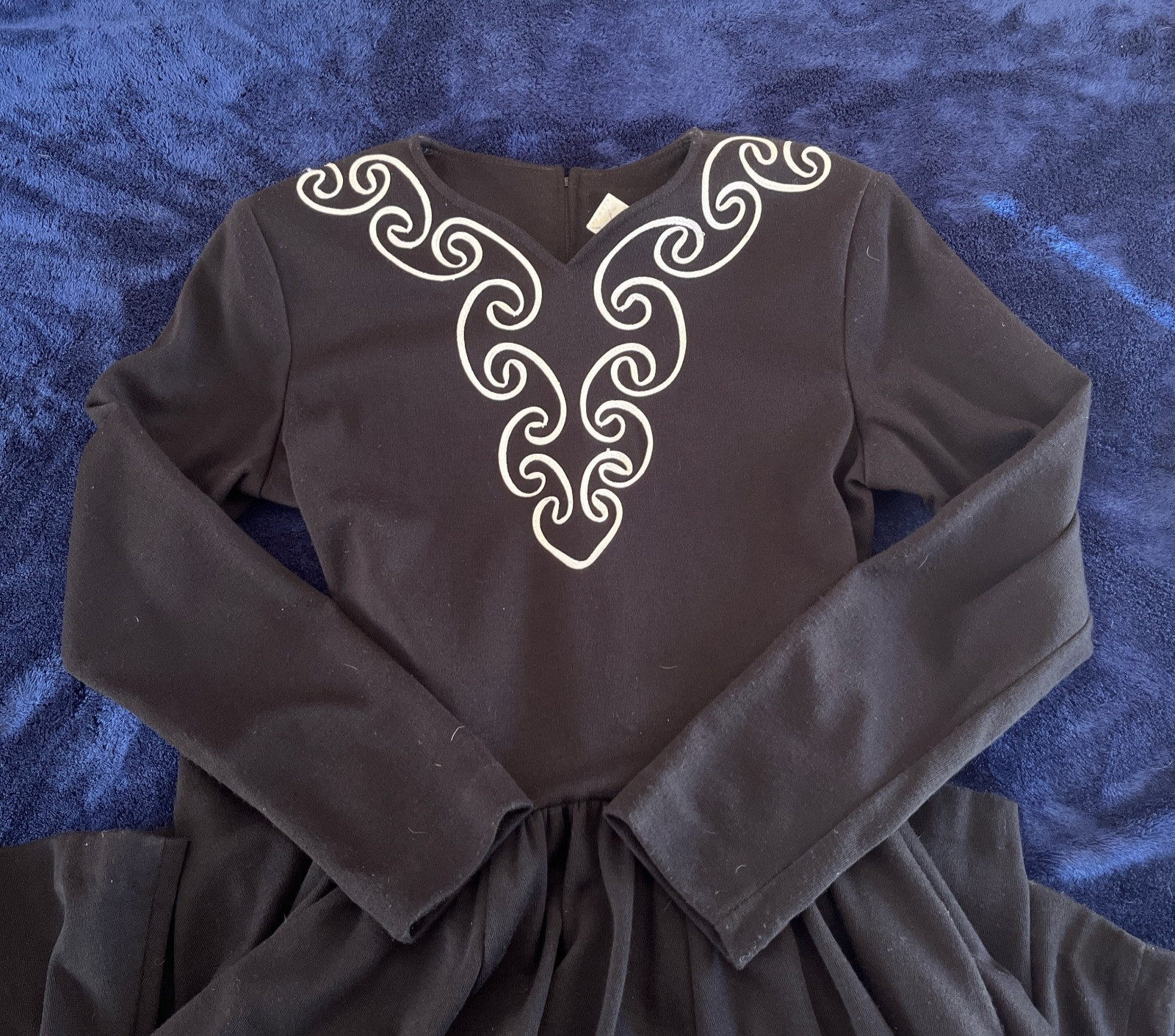 VTG 90s EXPO Black Wool Blend Maxi Dress Size 6 Soutache Embroidered Goth