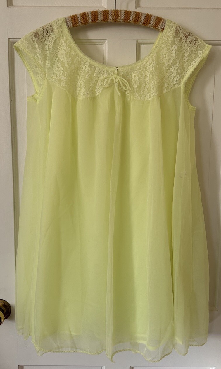 Vtg 60s Formfit Rogers Double Chiffon Nylon Lace Peignoir Nightgown Robe Set S