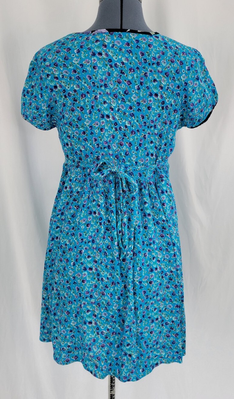 Vintage Cottagecore Molly Malloy Petites Blue Floral Babydoll Dress Sz 6