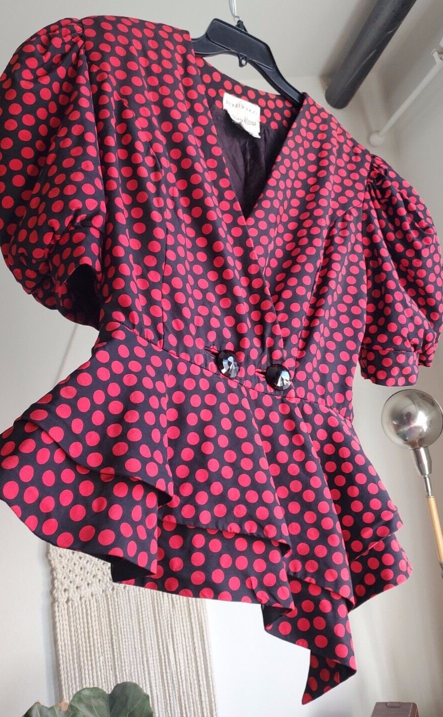 Vintage 80s NEIMAN MARCUS Peplum Raul Blanco Puff Balloon Sleeve Jacket SILK L