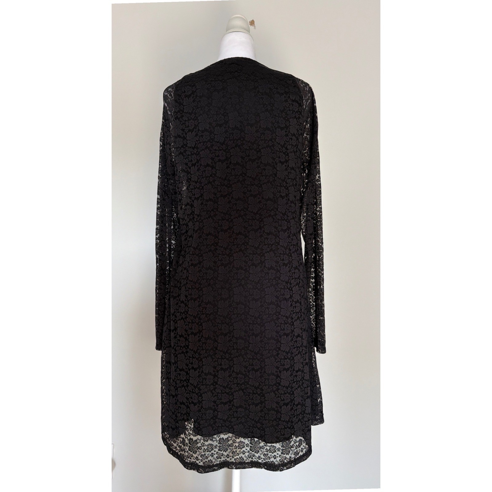 Dark Fairy Gothic Romantic Black Lace Fit & Flare Mini Dress XL