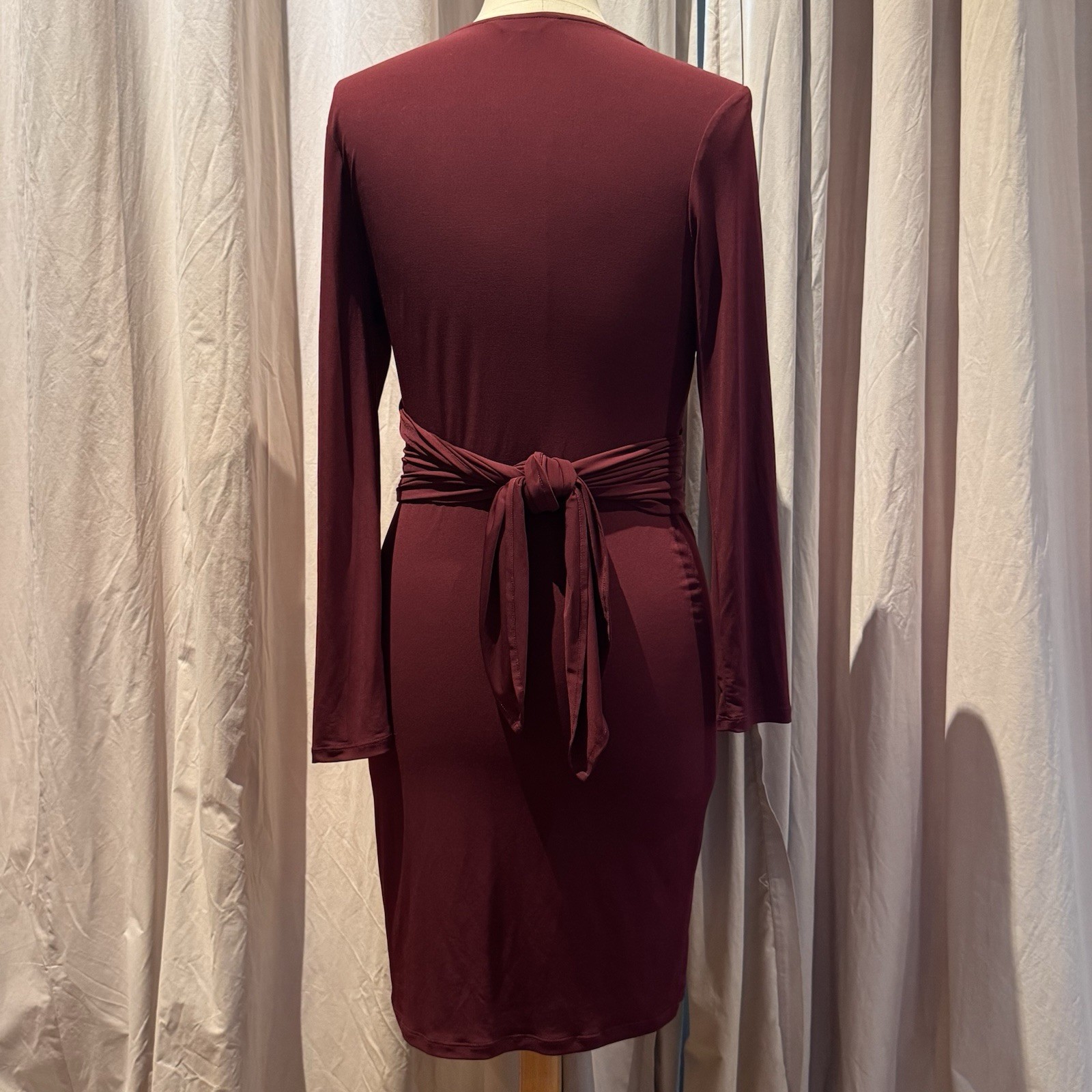 Vintage Miss Selfridge Burgundy Double Wrap Dress Unworn Size 10