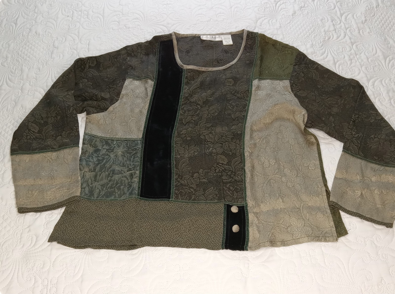 Casual Studio Blouse XL Pullover Tapestry-Inspired Patchwork Gothic Boho Vtg 90s