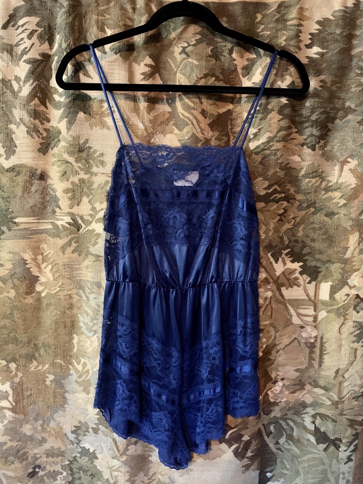 Vintage semi sheer lace one piece slip bodysuit womens lingerie loungewear retro