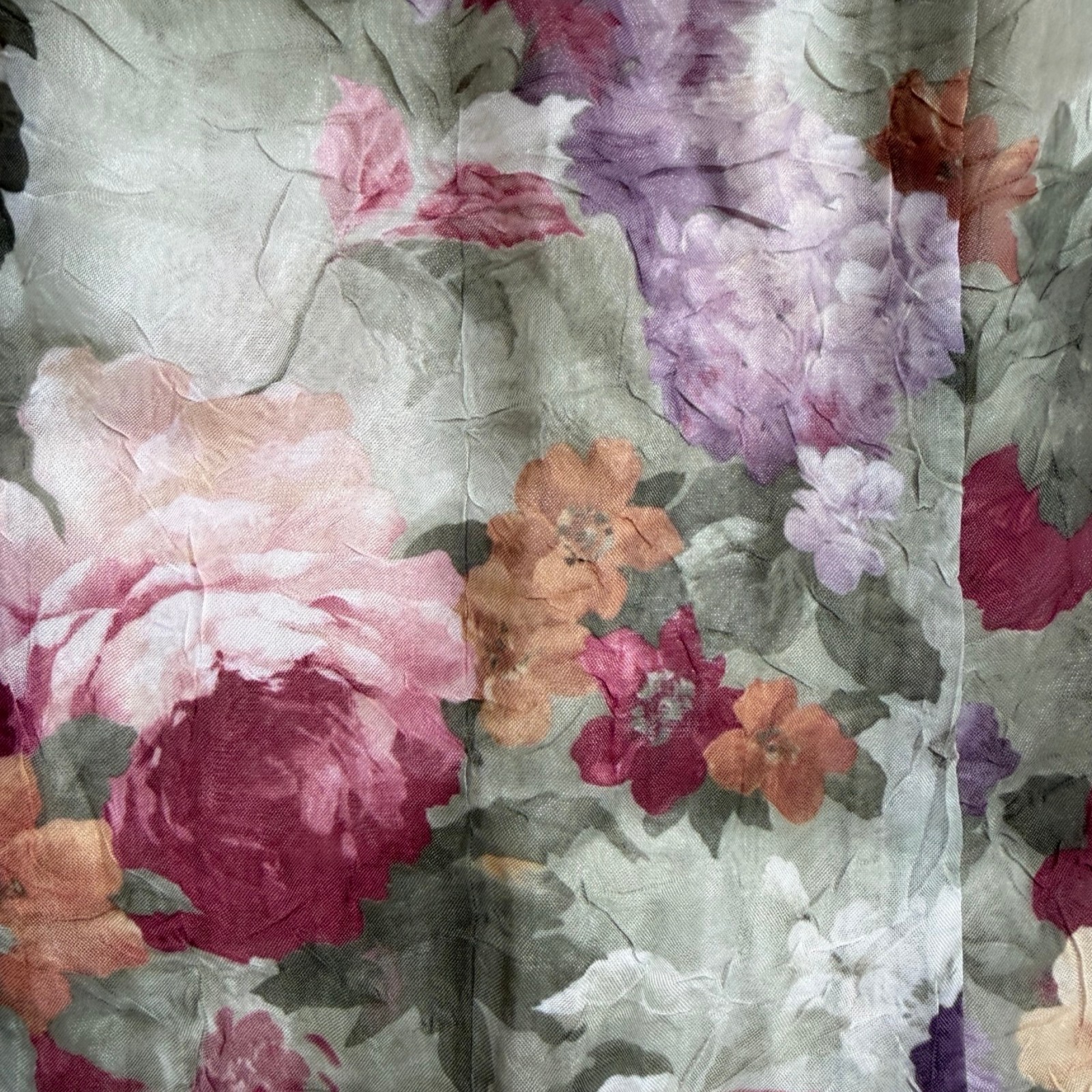 Vintage Floral Print Maxi Dress Size Small Sleeveless Crinkled Botanical Garden