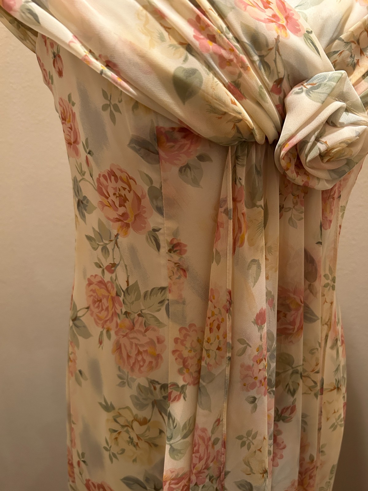 Vintage CDC Evening Maxi Floral Roses Tea Dress Size M made USA