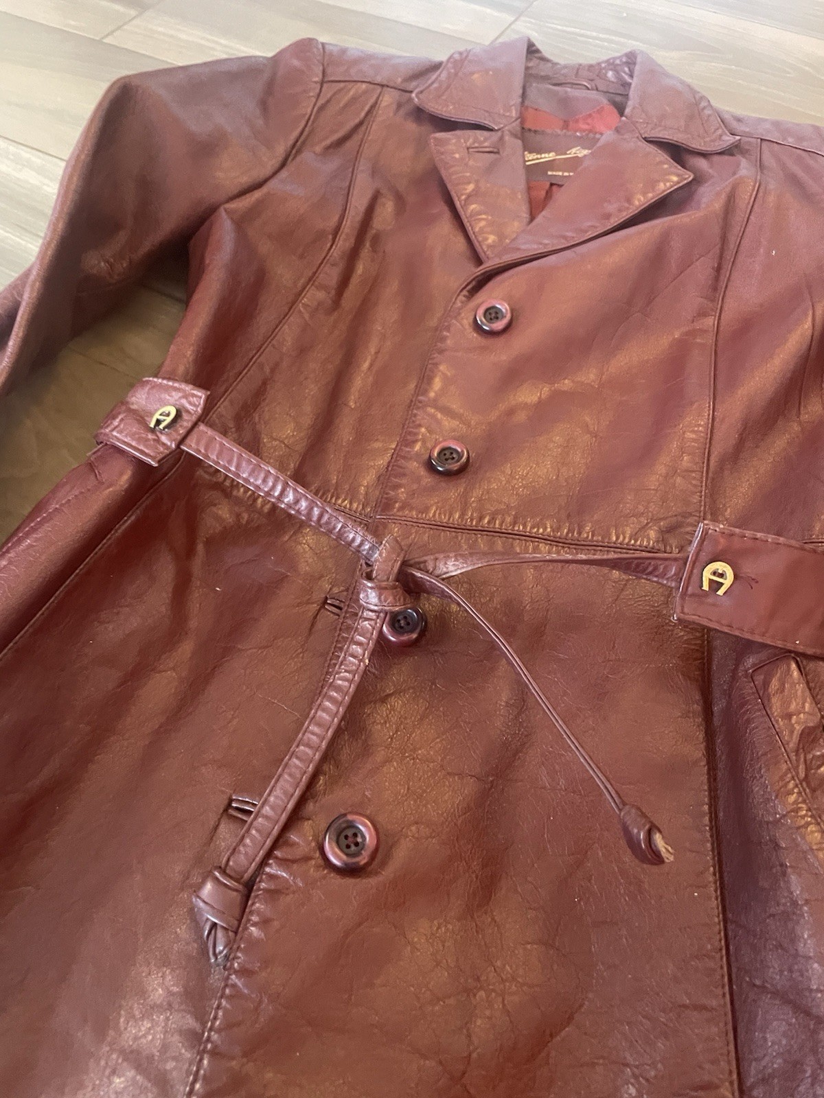 Vintage Etienne Aigner 100% Genuine Leather Burgundy Jacket