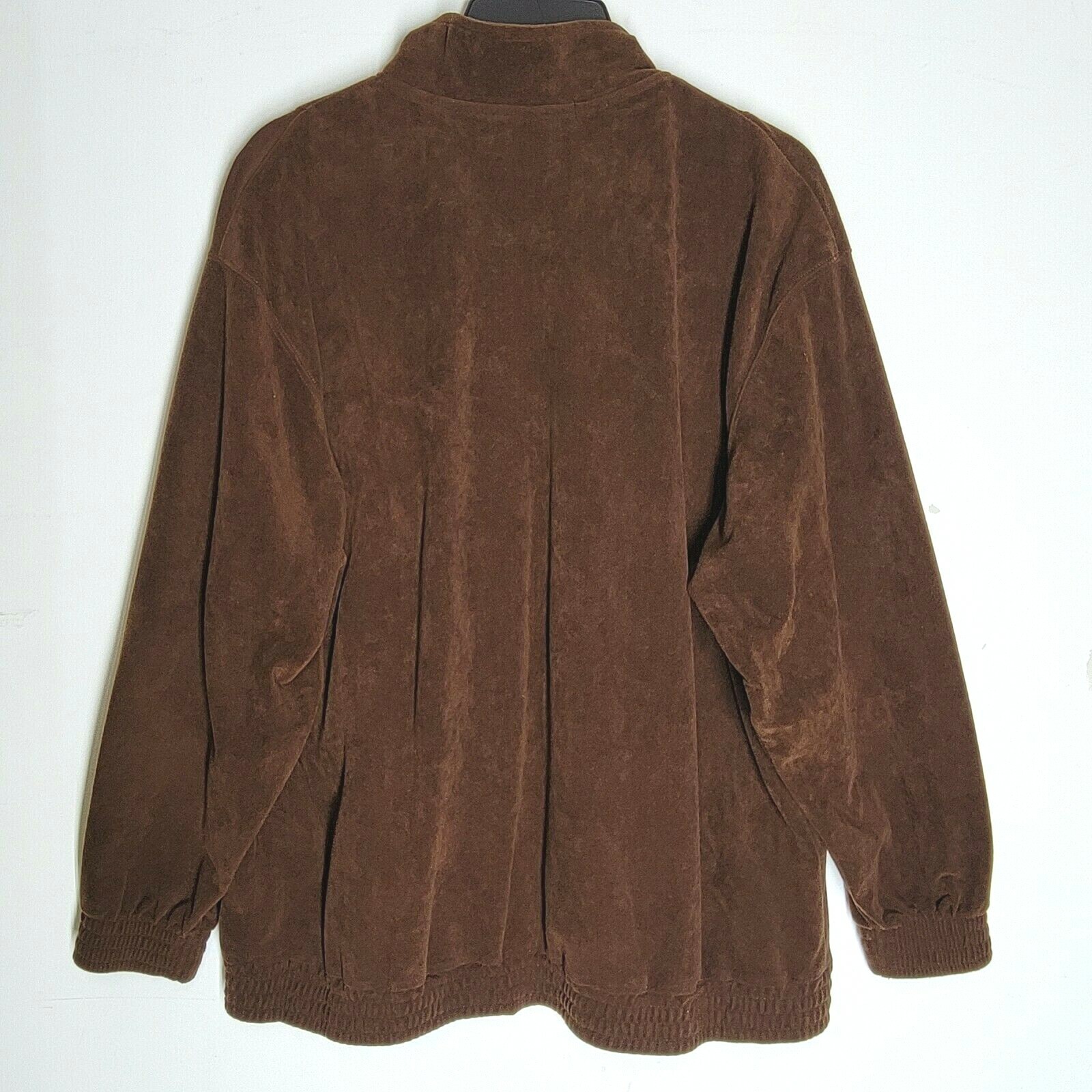 VTG Blast Womens Full Zip Jacket Size Medium Brown Velour Patched Work Pockets