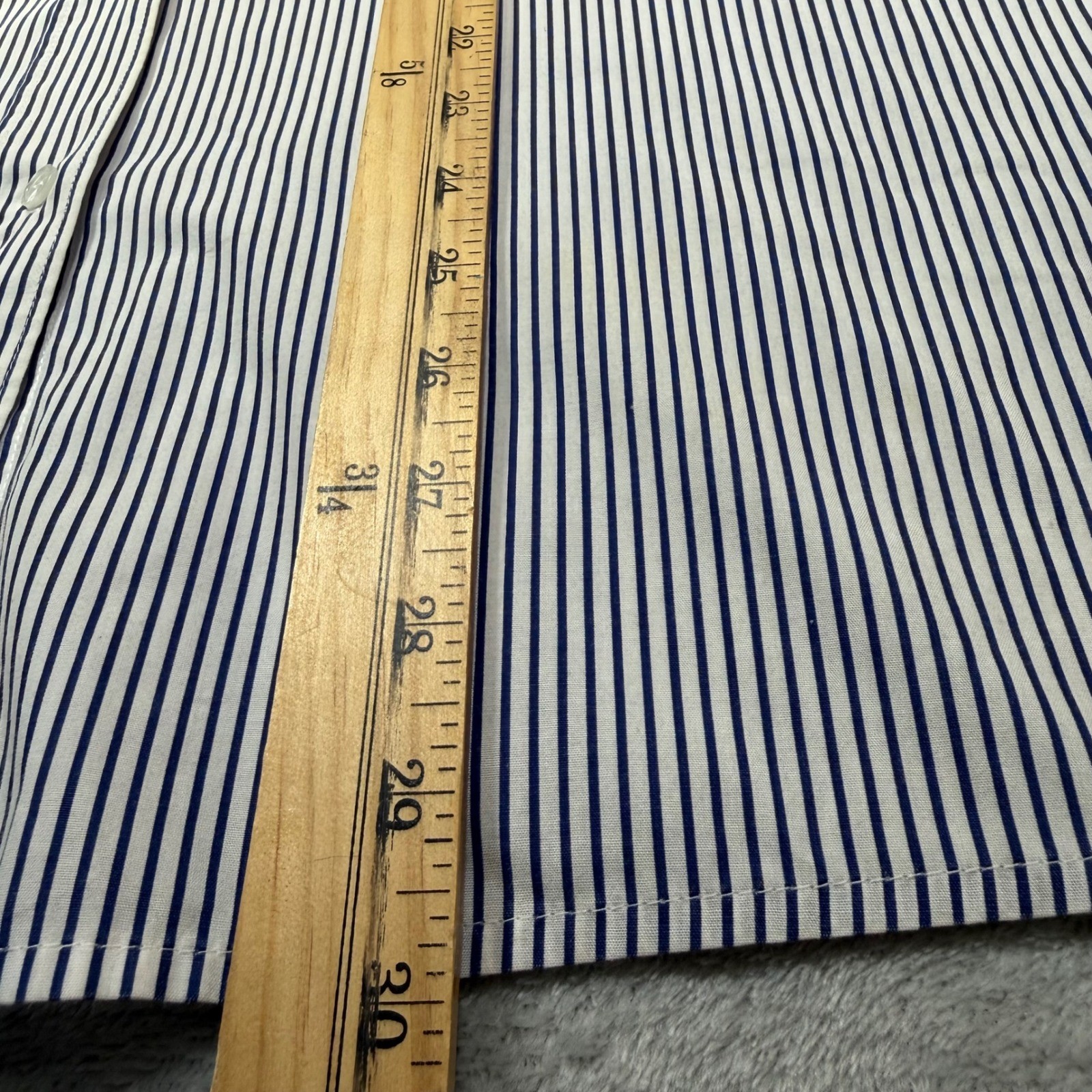 Vintage Quacker Factory Large Blue White Striped Patriotic Flag Shirt 90s Cotton