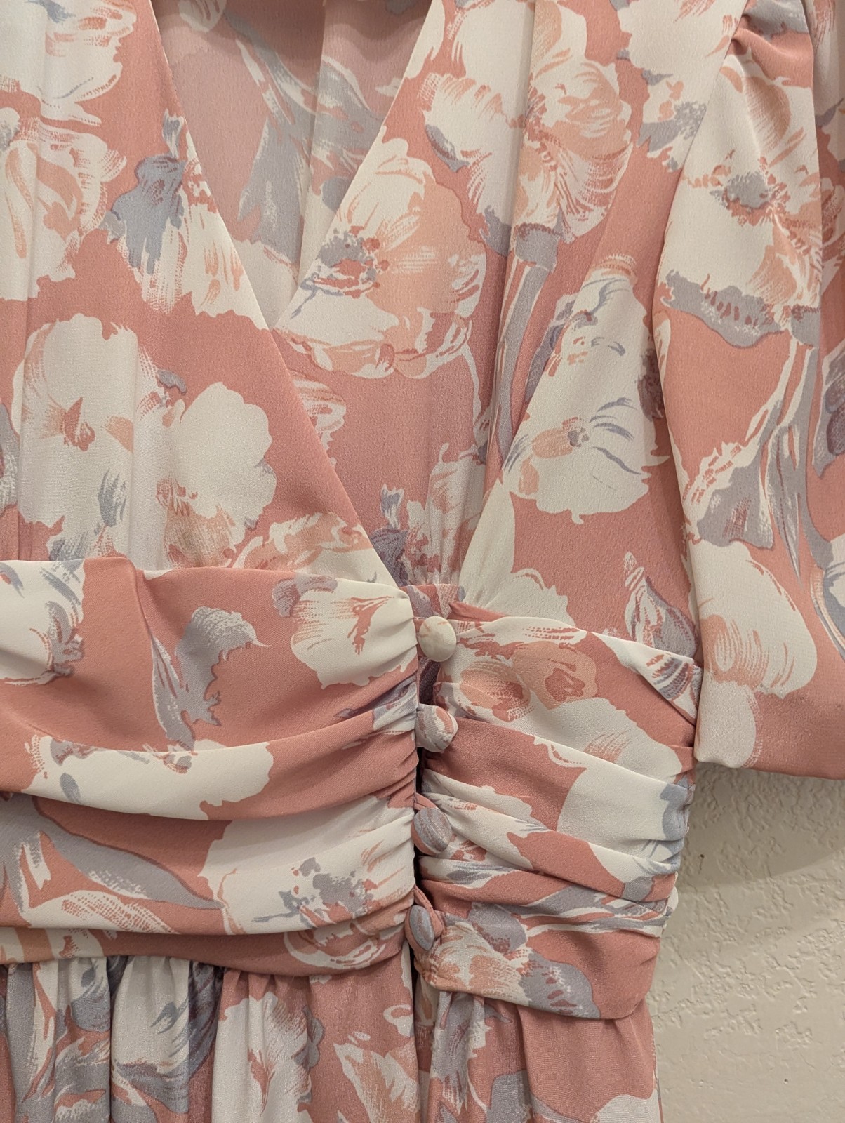 Vintage 70s/80s/90s Midi Dress Cottagecore, Garden Party Size 6 Pink Floral Wrap