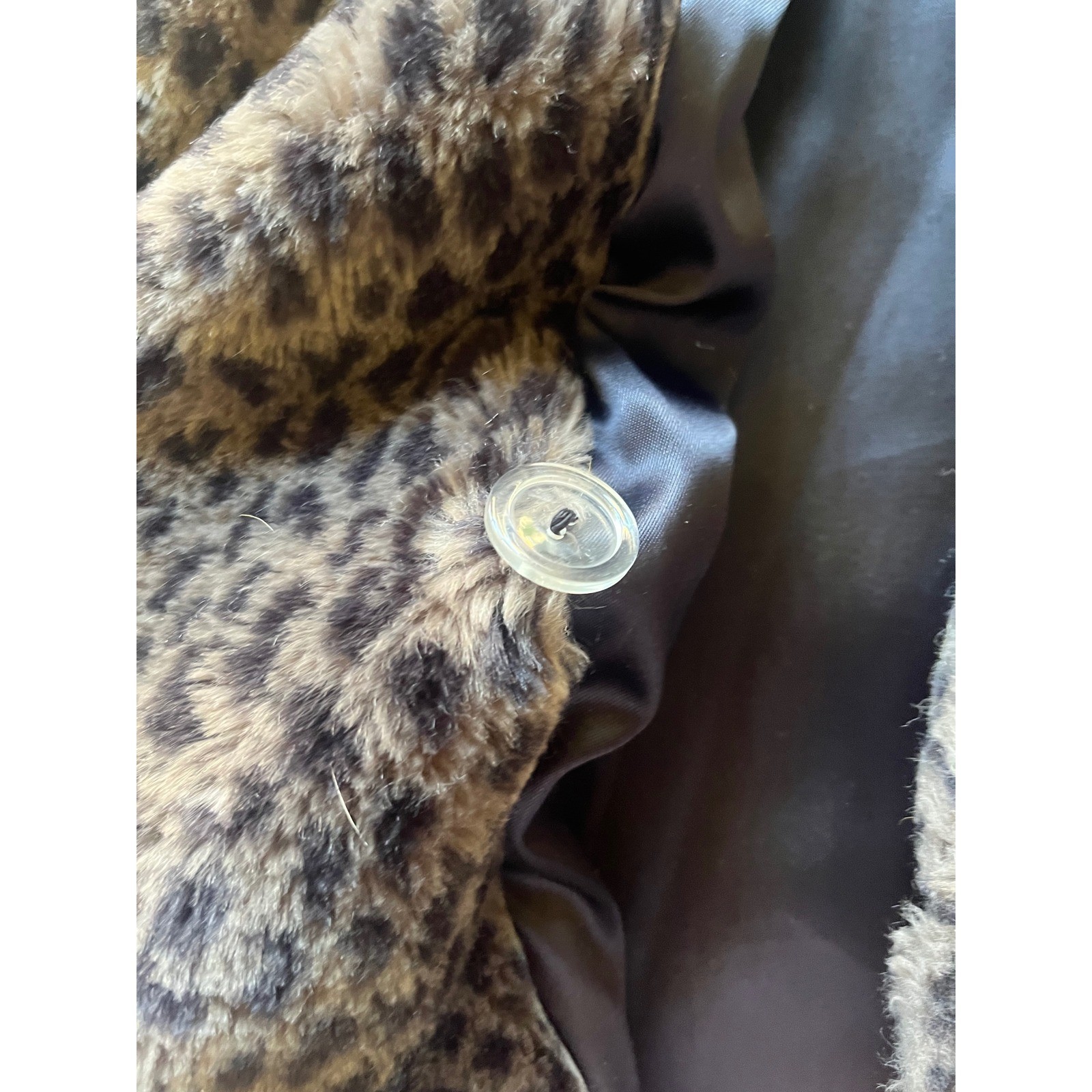 Vintage Express Faux Leopard Fur Coat Womens XL Long Plush Animal Print Jacket