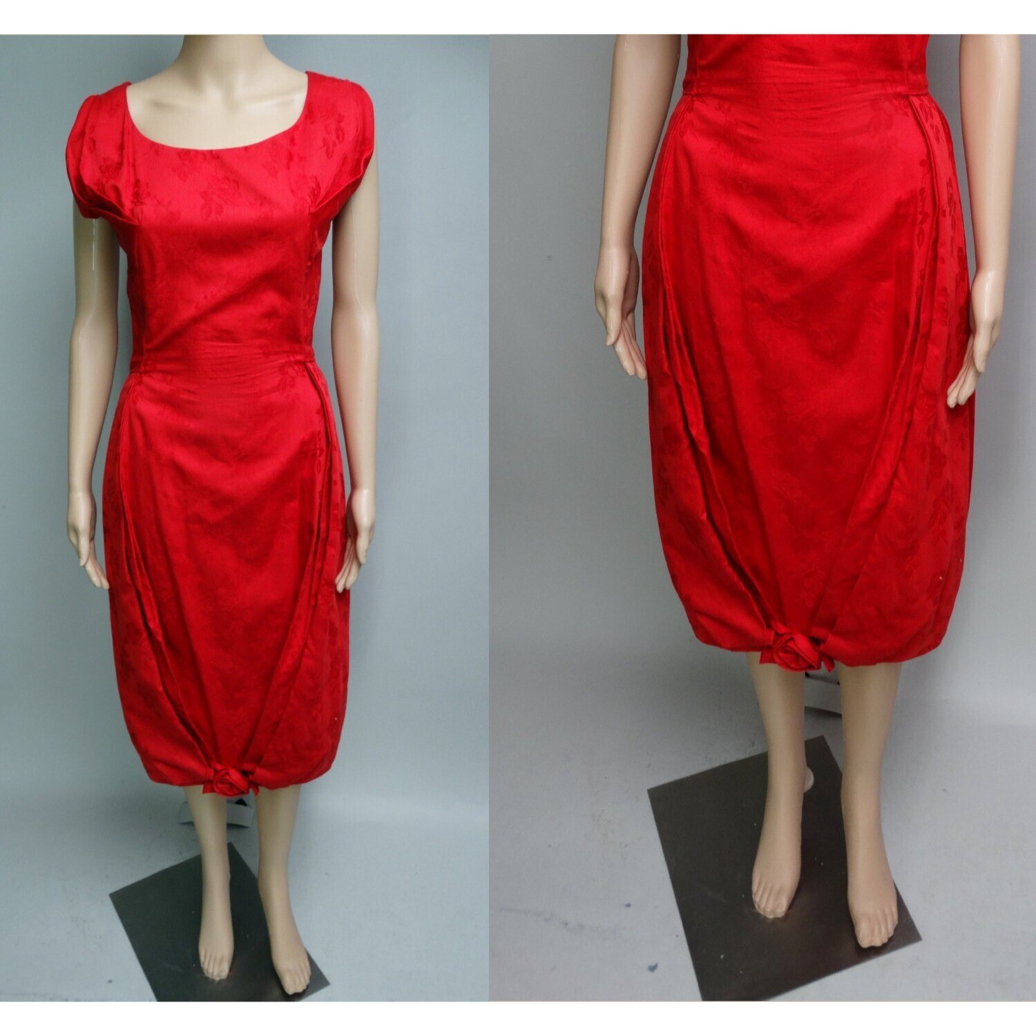 Vintage 1950s Red Cocktail Dress M. Nadler Cotton Sateen AS IS
