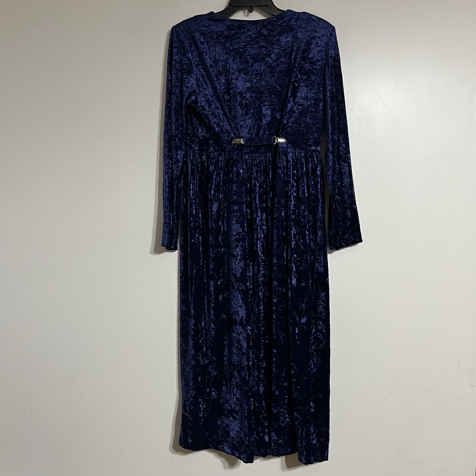 90s Vintage Molly Malloy Dress Women’s Size 8 Midi Length Blue Crushed Velvet