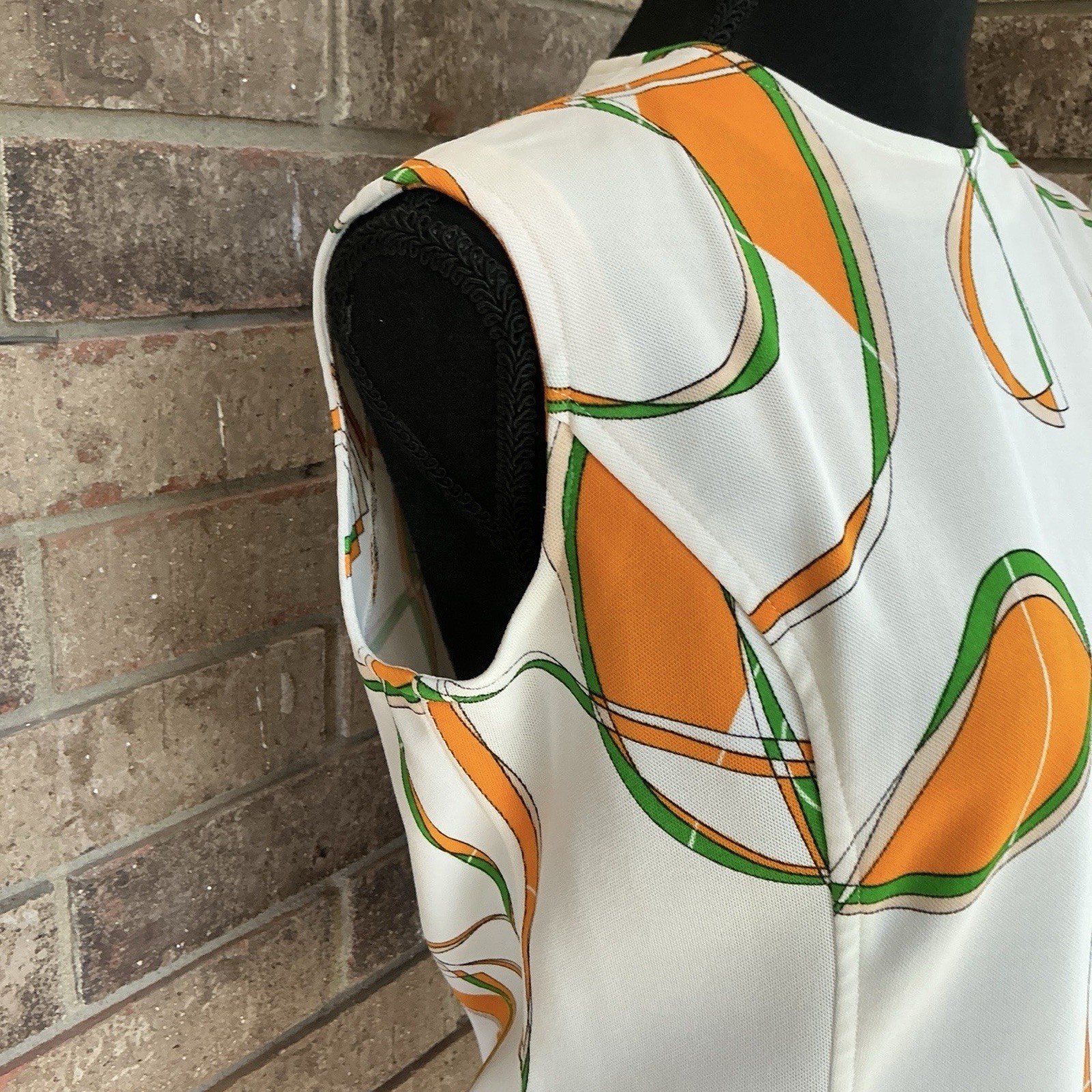 70s VTG Alex Garay Ltd Trevira Orange Green Mod Jacket Vest Set Size S/M #38D4
