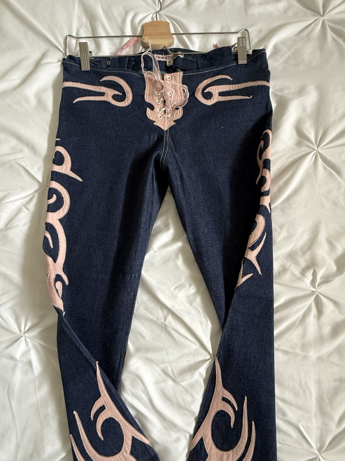 Vintage Electric Barbarella, Pink Tribal Cut Out Jean