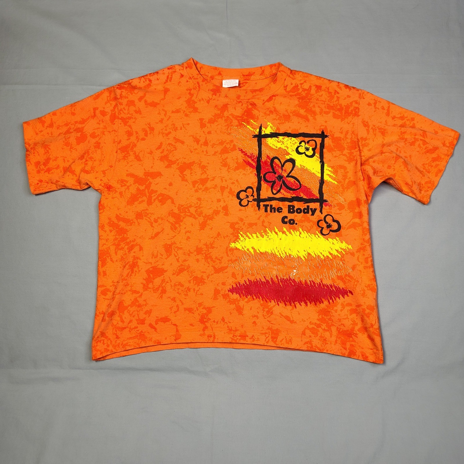 Vintage The Body Co Orange Marble Dye Graphic T-Shirt One Size Fits All USA Made