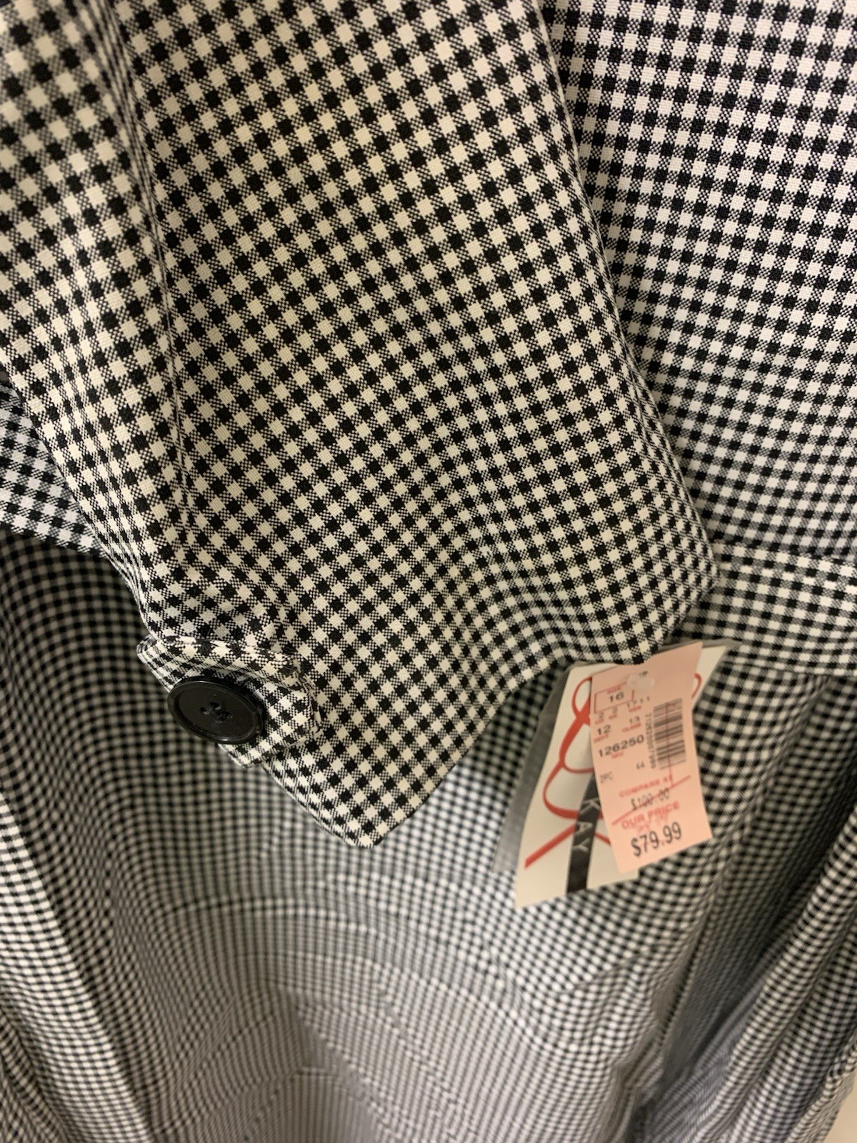 Vintage Black and White Checkered Jacket/ Midi Dress