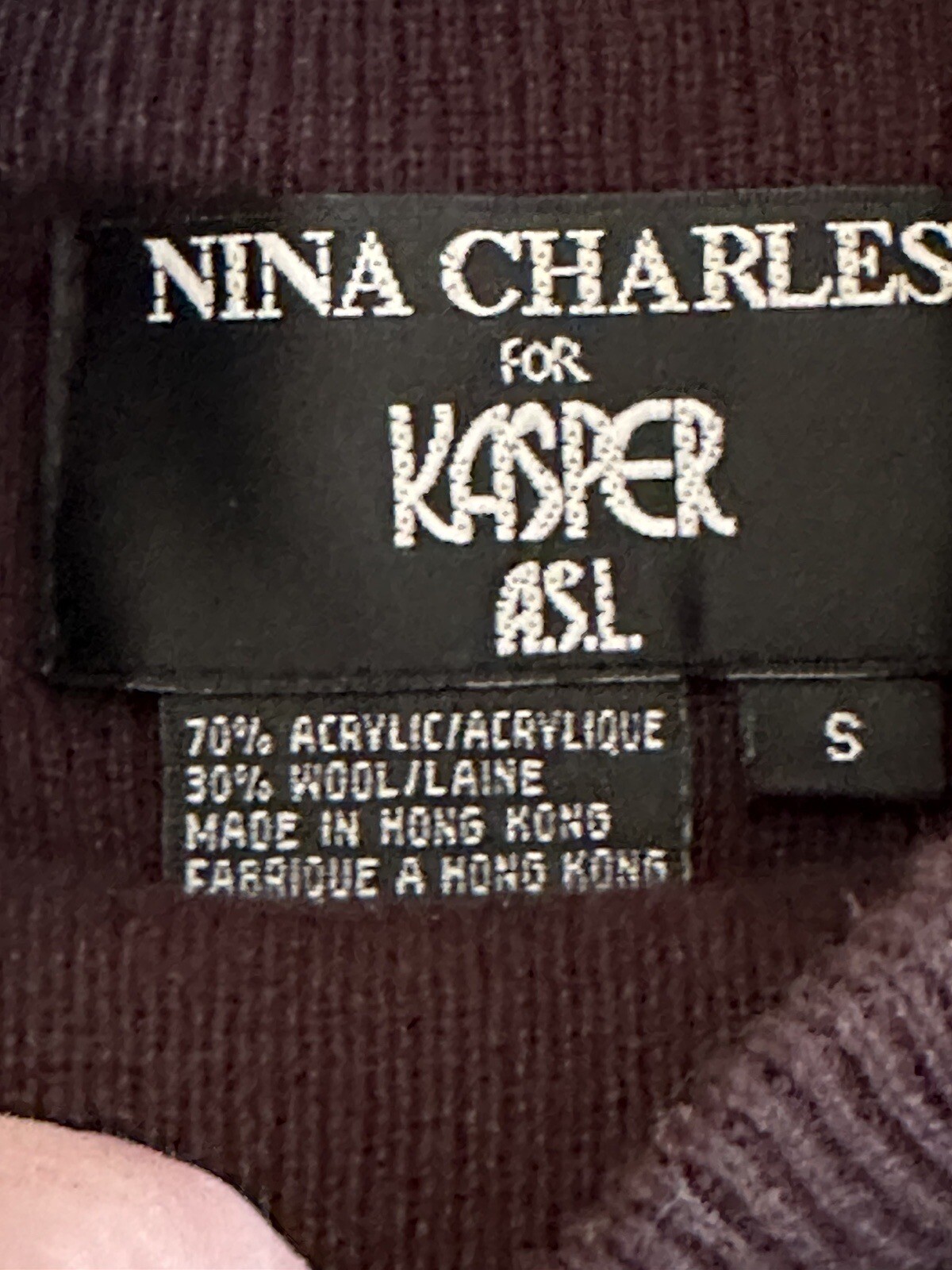 Vintage Nina Charles For Kasper ASL Chocolate Brown Mock Turtleneck Dress Small