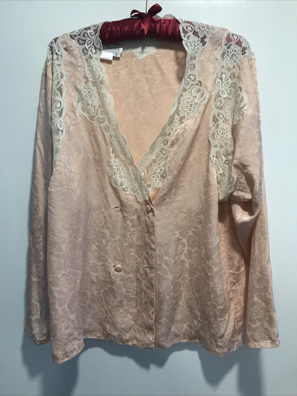Robinson’s Vintage 100% Silk Petite Peach PJs TOP ONLY