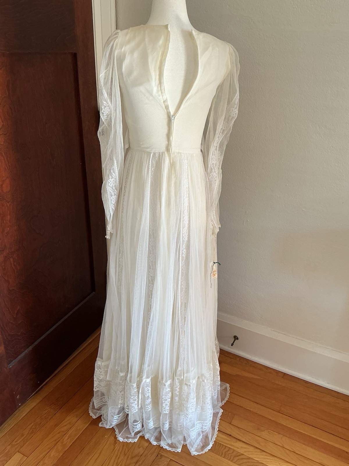 VTG 70s Gunne Sax Romantic Renaissance Bridal Lace Prairie Dress Gown 7 XS S NWT