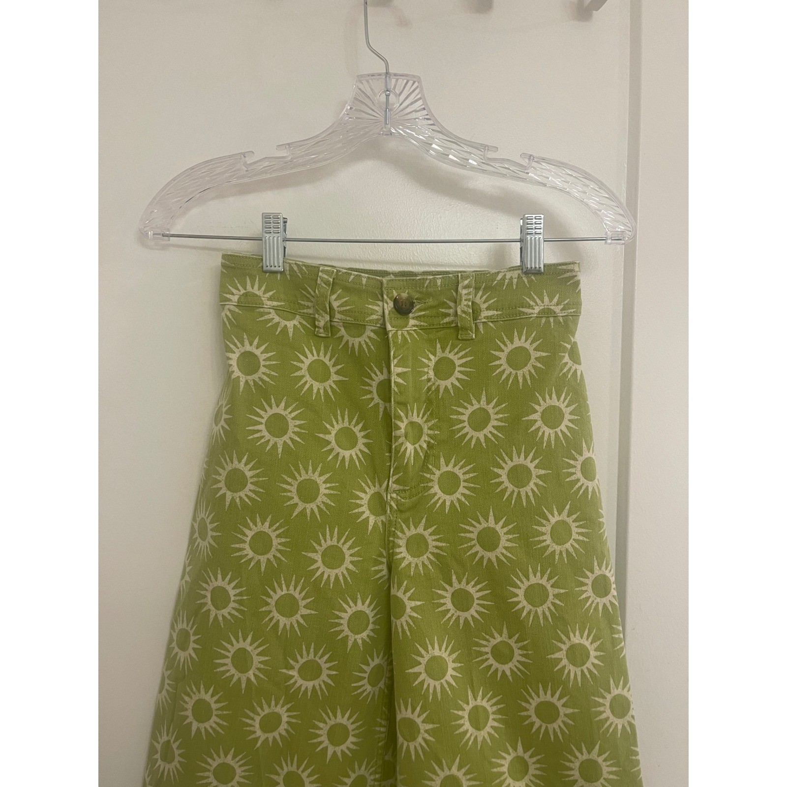 Billabong Green Floral Wide Leg Retro 70s Style Cottagecore Fairycore Whimsey