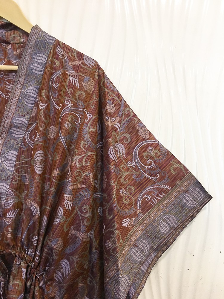 Vintage Sari Kaftan / Pure Cotton Long Maxi Dress / Luxury Resort Wear CFN1207