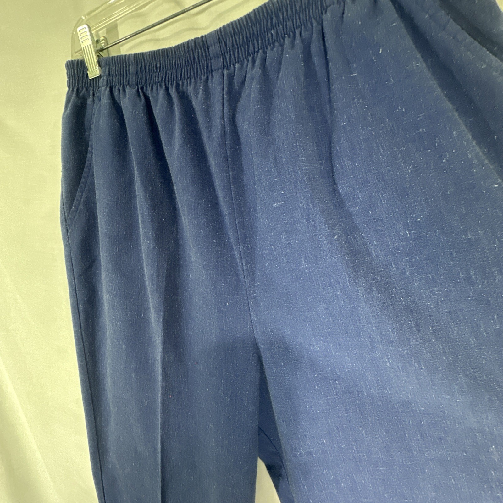 Vtg Elastic Waist Pull On Pants 10/12 Med Blue 29.5 Inseam Nautical Cotton Blend