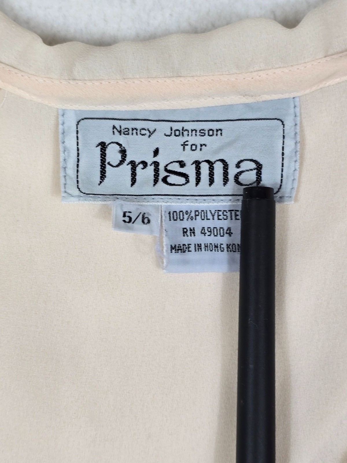 Vintage Nancy Johnson For Prisma 5/6 Small Beige Lace-Trimmed Blouse Feminine