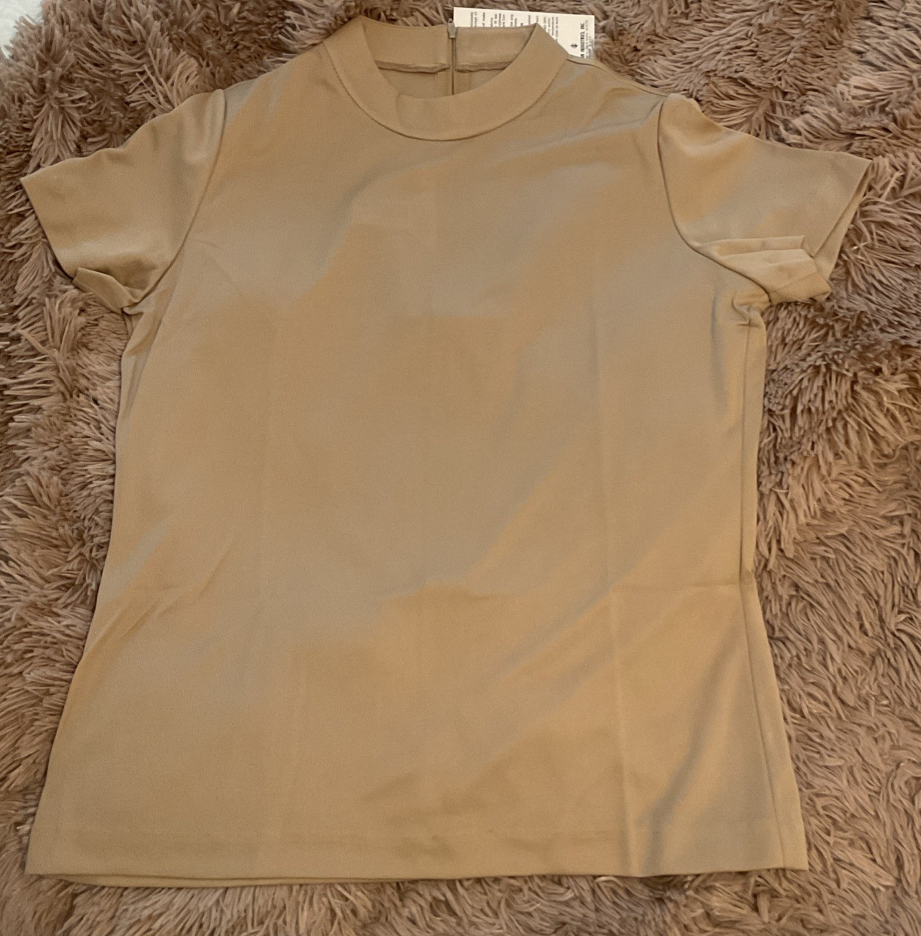 VINTAGE 60’s JEUNIQUE Beige Zipper Back Top Size 10 NEW WITH TAGS