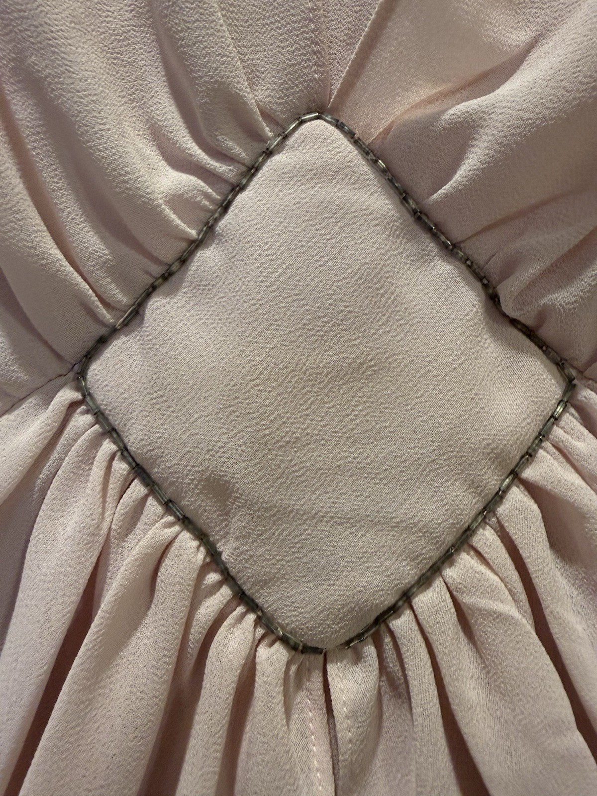 Vintage 1982 Eletra Casadei Blush Pink Chiffon Beaded Dress 80s Golden Girls M