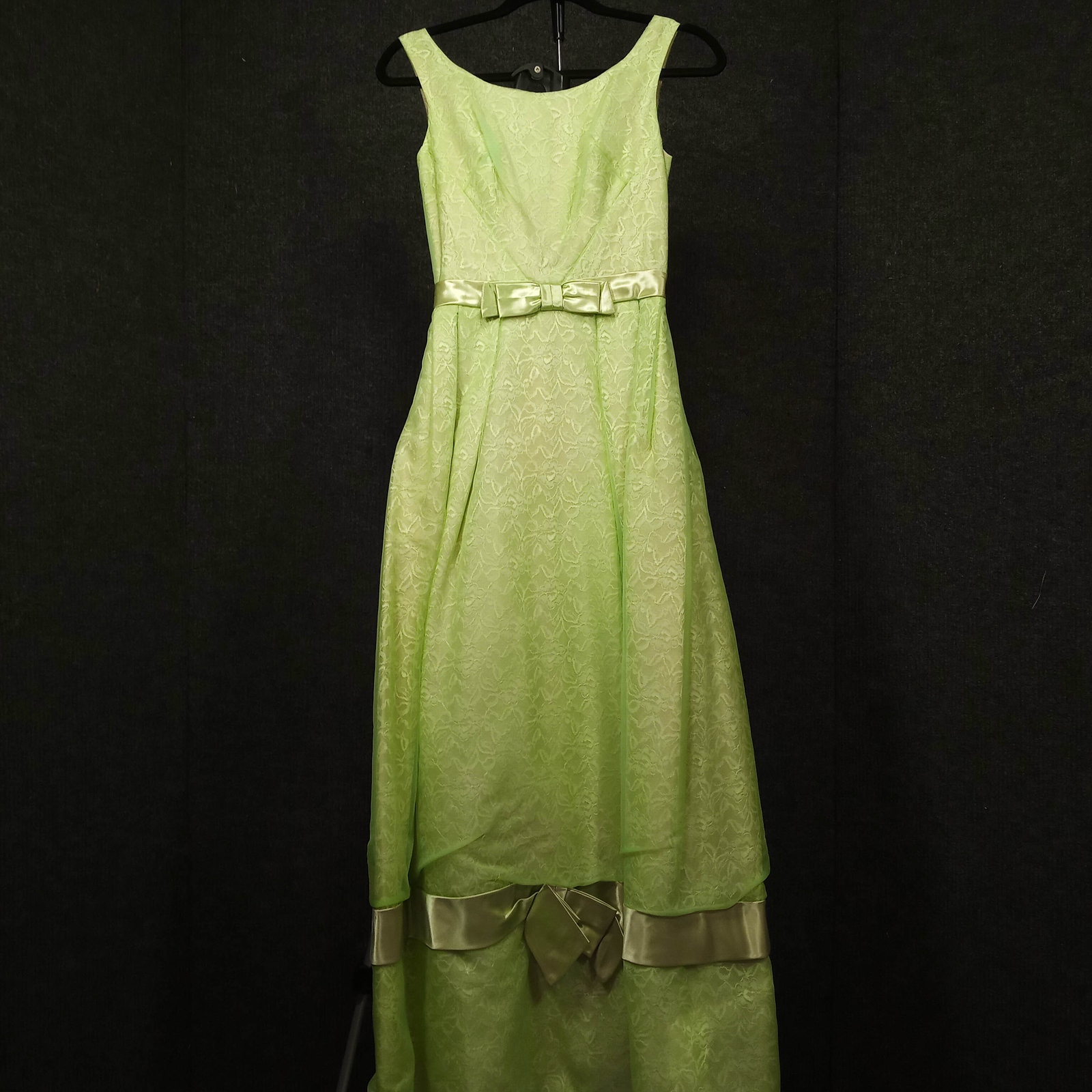 1950’s Celery Chiffon Lace Column Gown