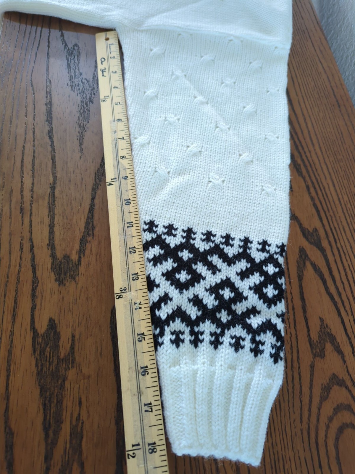 Vintage JOLIE Nordic Sweater With Turtleneck & Black Geometric Pattern sz M / L