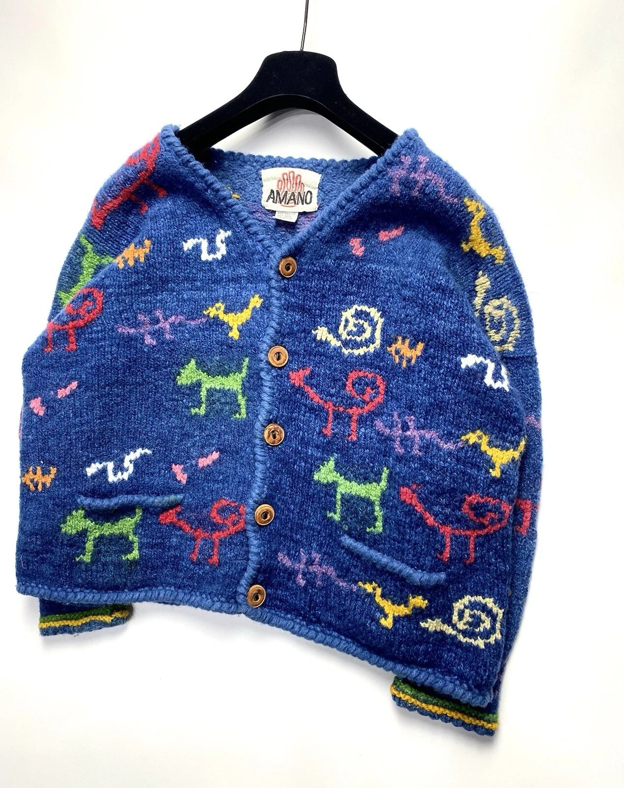 Amano RARE Archive Vintage Knit Sweater 80s–90s Geometric Patern – Size S–M