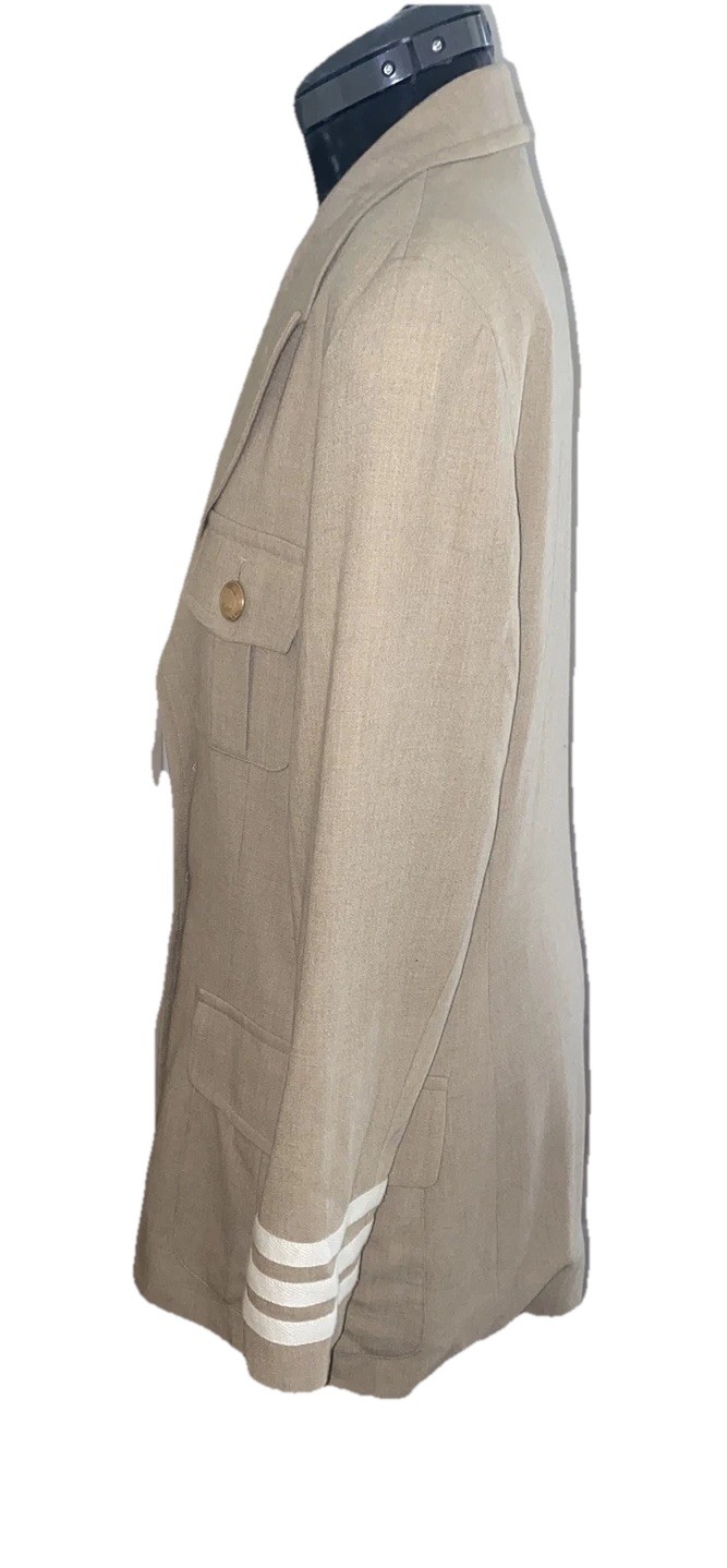 Mondi Vtg Beige Blazer Suit Jacket Military Safari Uniform Womens EU40 US8 Wool