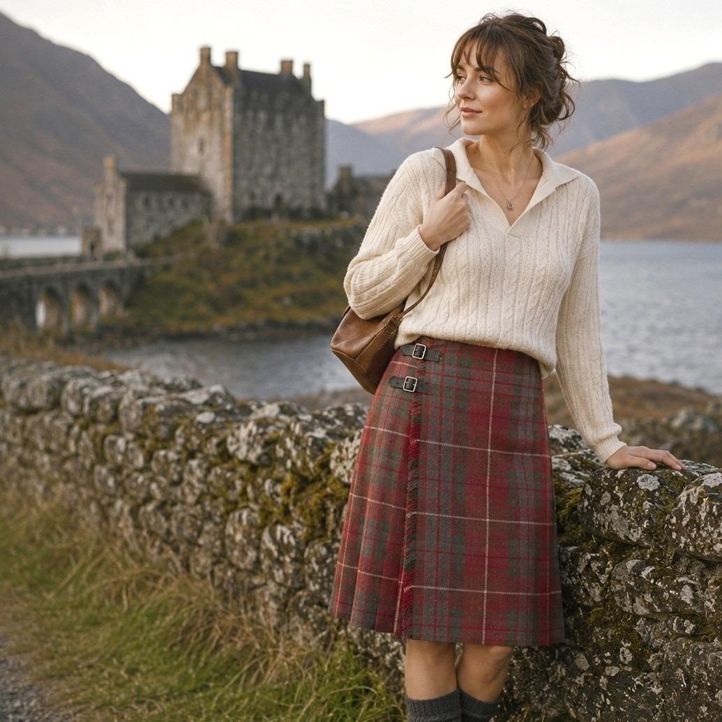 Vintage Rally Klad Scotland Wool Tartan Kilt Skirt Women’s 8 Red Green