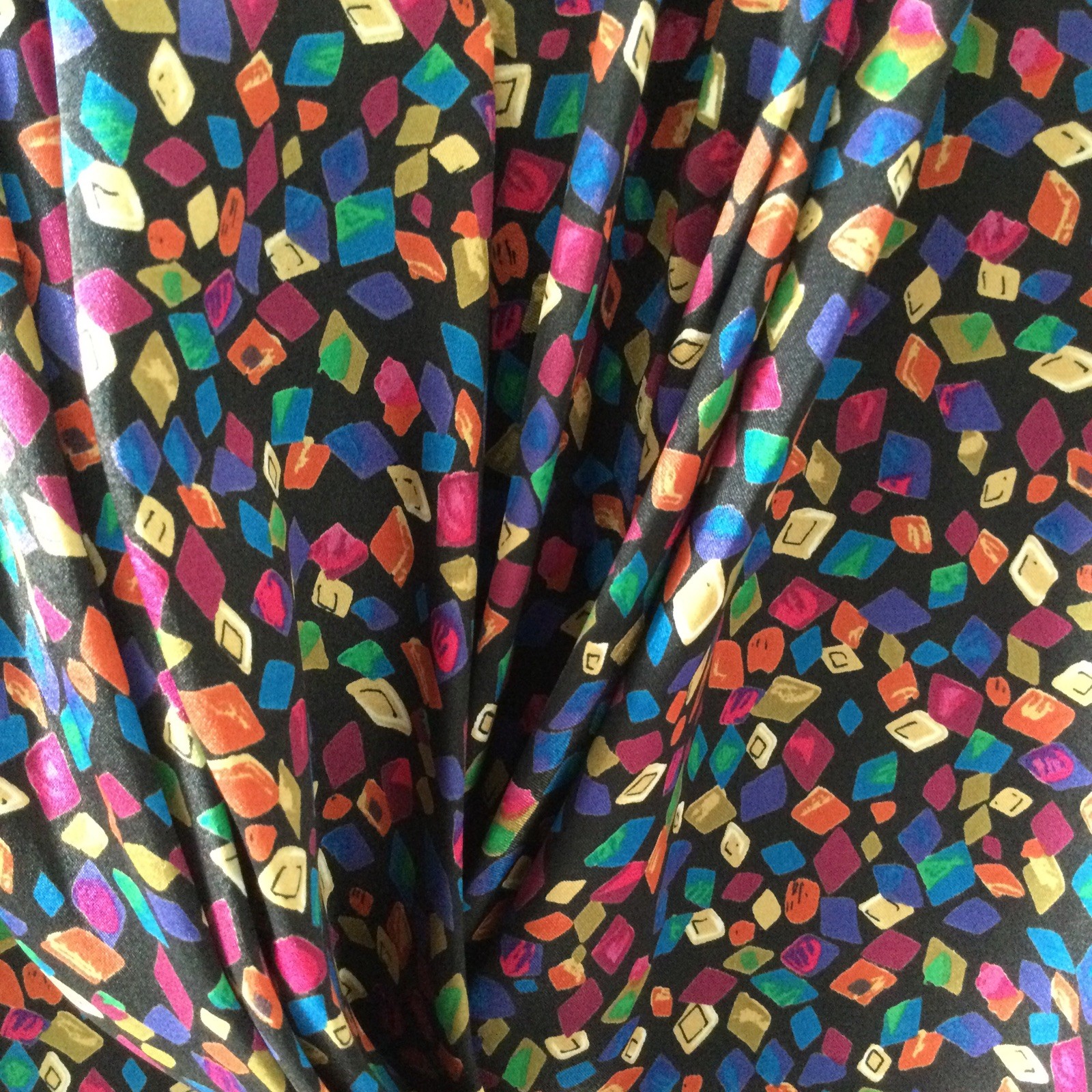 Vtg Marlis Blouse Colorful Confetti Print Draped Cowl Neck Retro Artsy Career 6