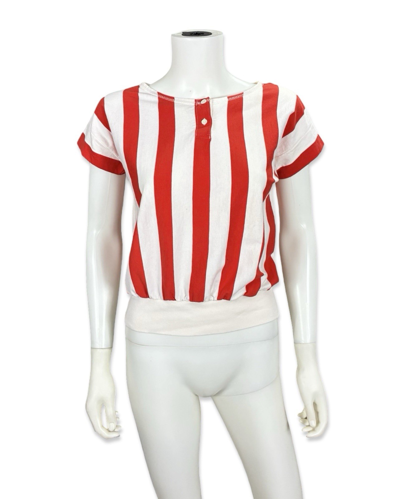 Liz Claiborne Women’s Vintage Red White Striped Tapered Top S