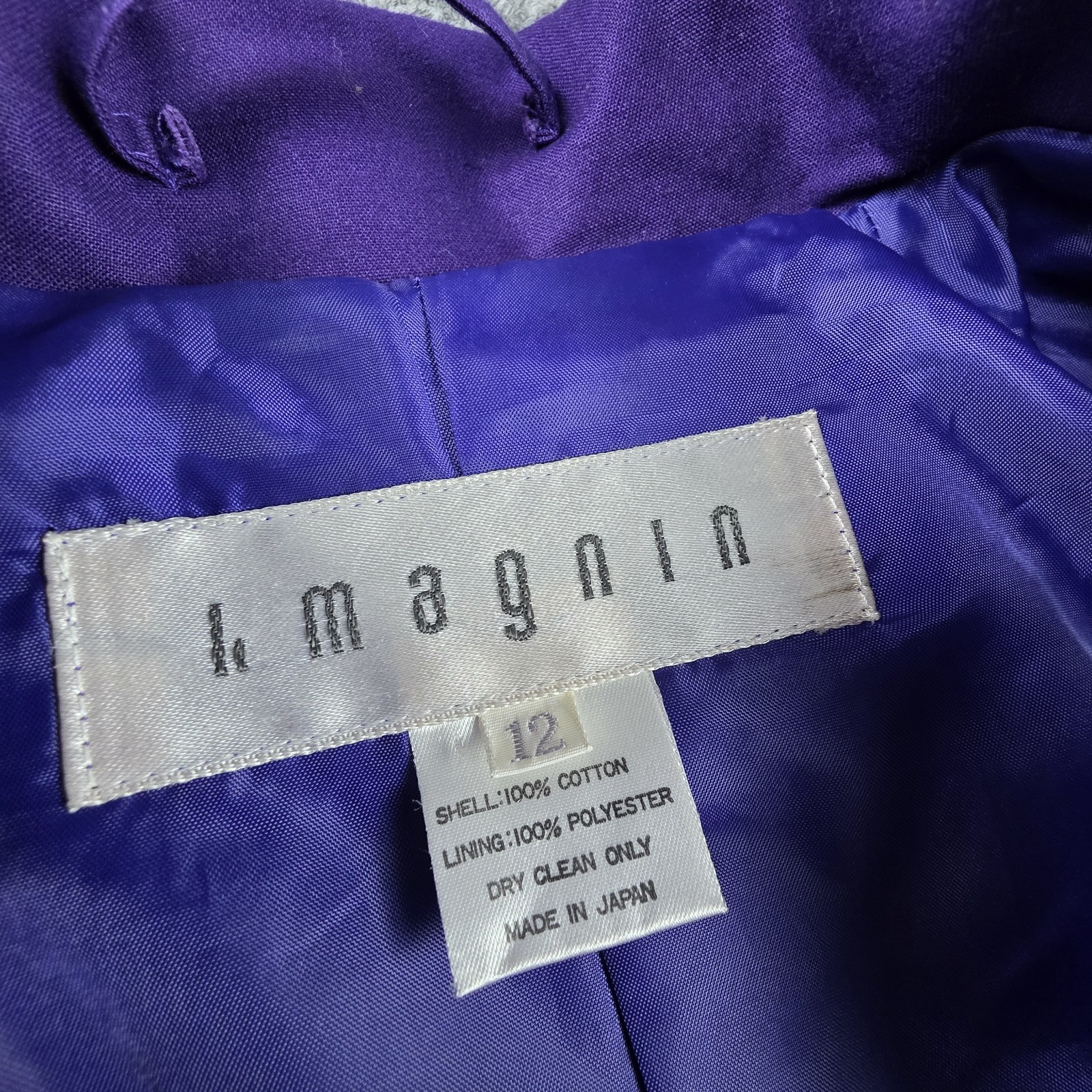I. Magnin Vintage Women’s 12 Purple Trench Coat 80s 90s Belted Swing Long Lined