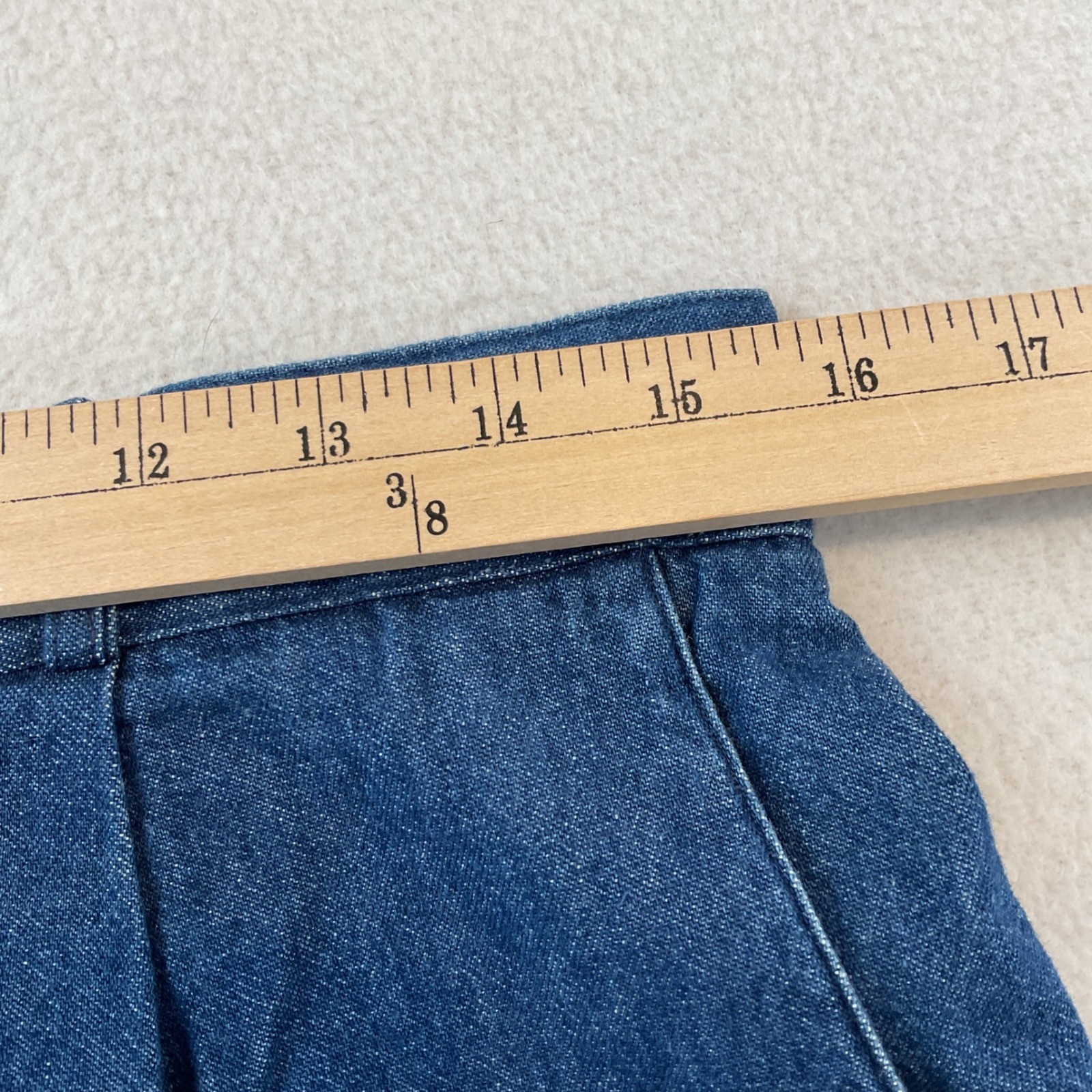 Bushwacker USA Vintage Denim Midi Skirt Blue Cotton Pleated High Waist Size 14
