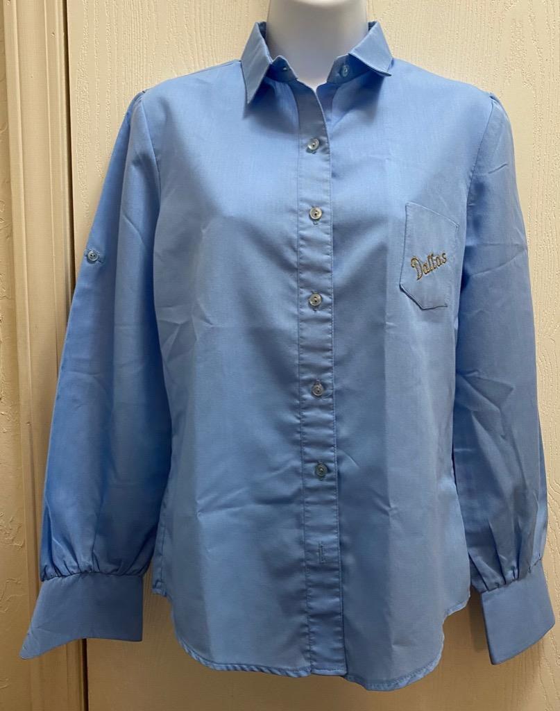 VTG Women DALLAS BRAND Texas Button-Down Blue SHIRT Size 10 M RODEO Western RARE