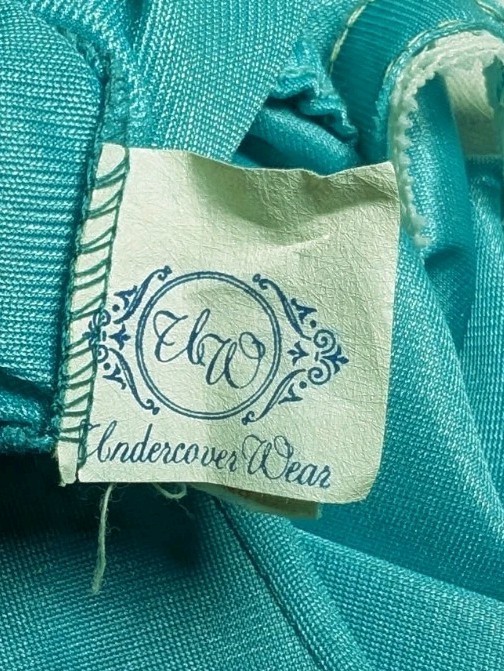 UNDERCOVER WEAR Turquoise White Lace Trim Sexy Maxi Nightgown Women’s Small VTG