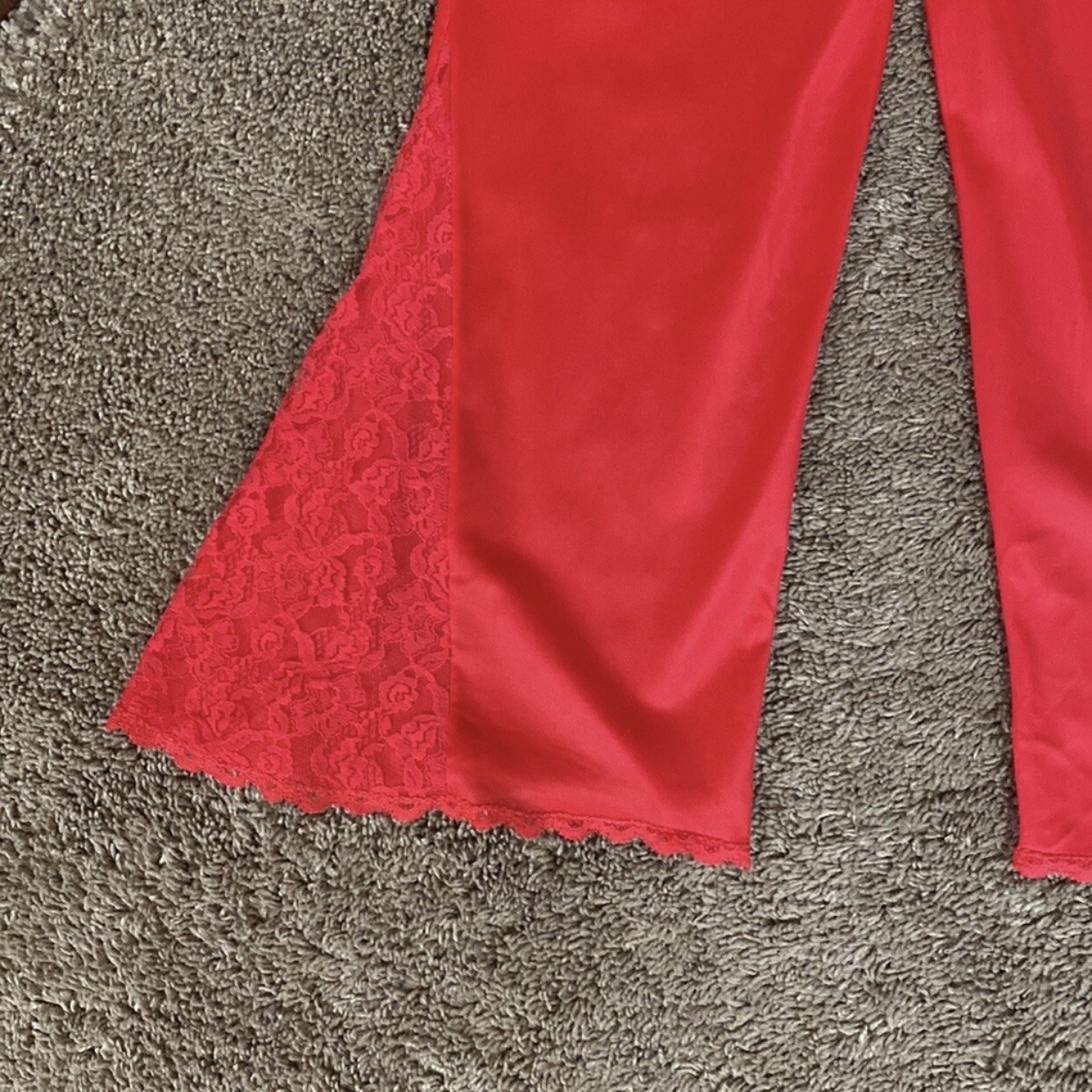 VTG 60’s THE MATADOR by JER MARAI Red Nylon Lace Loungewear Pajamas set
