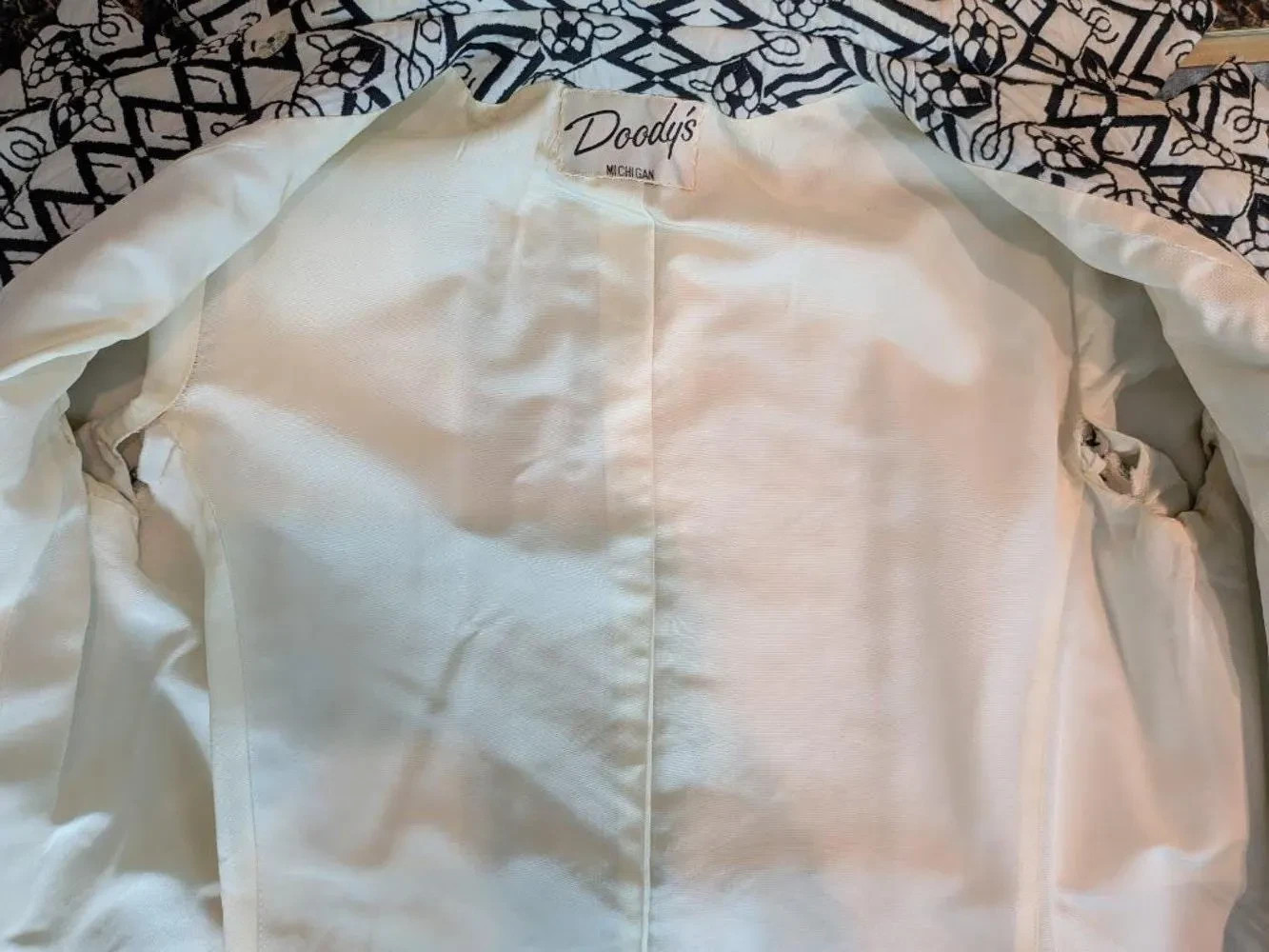 Count Romi Vintage 60s/70s Mod Coat Navy White Geometric Trapunto Matelasse M