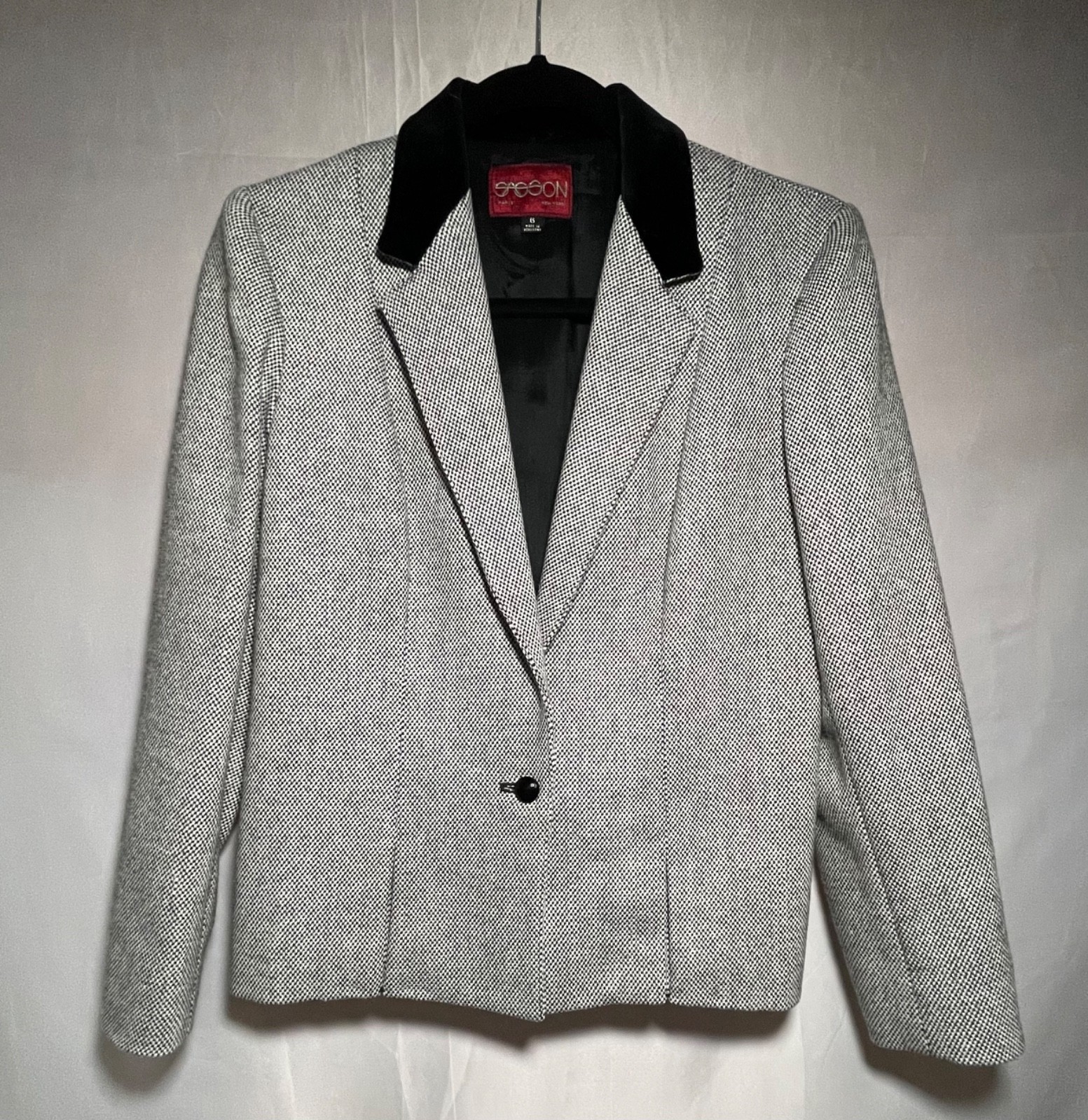 Vintage SASSON Checkered Wool Blend Blazer Jacket 80s / 90s Size 6