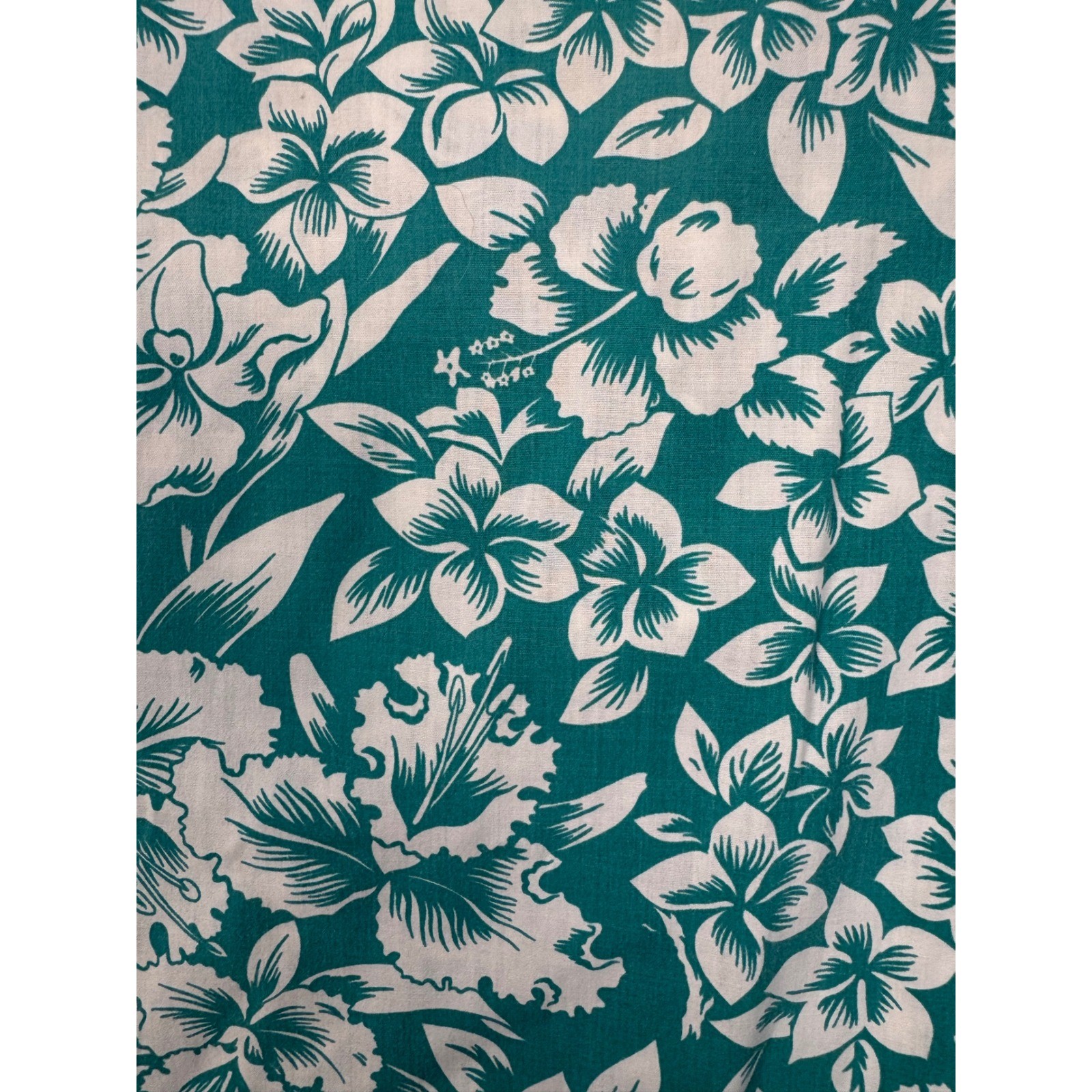 Vintage Cheryl Tiegs Turquoise White Tropical Floral Blouse Made USA Sz 14 M/L