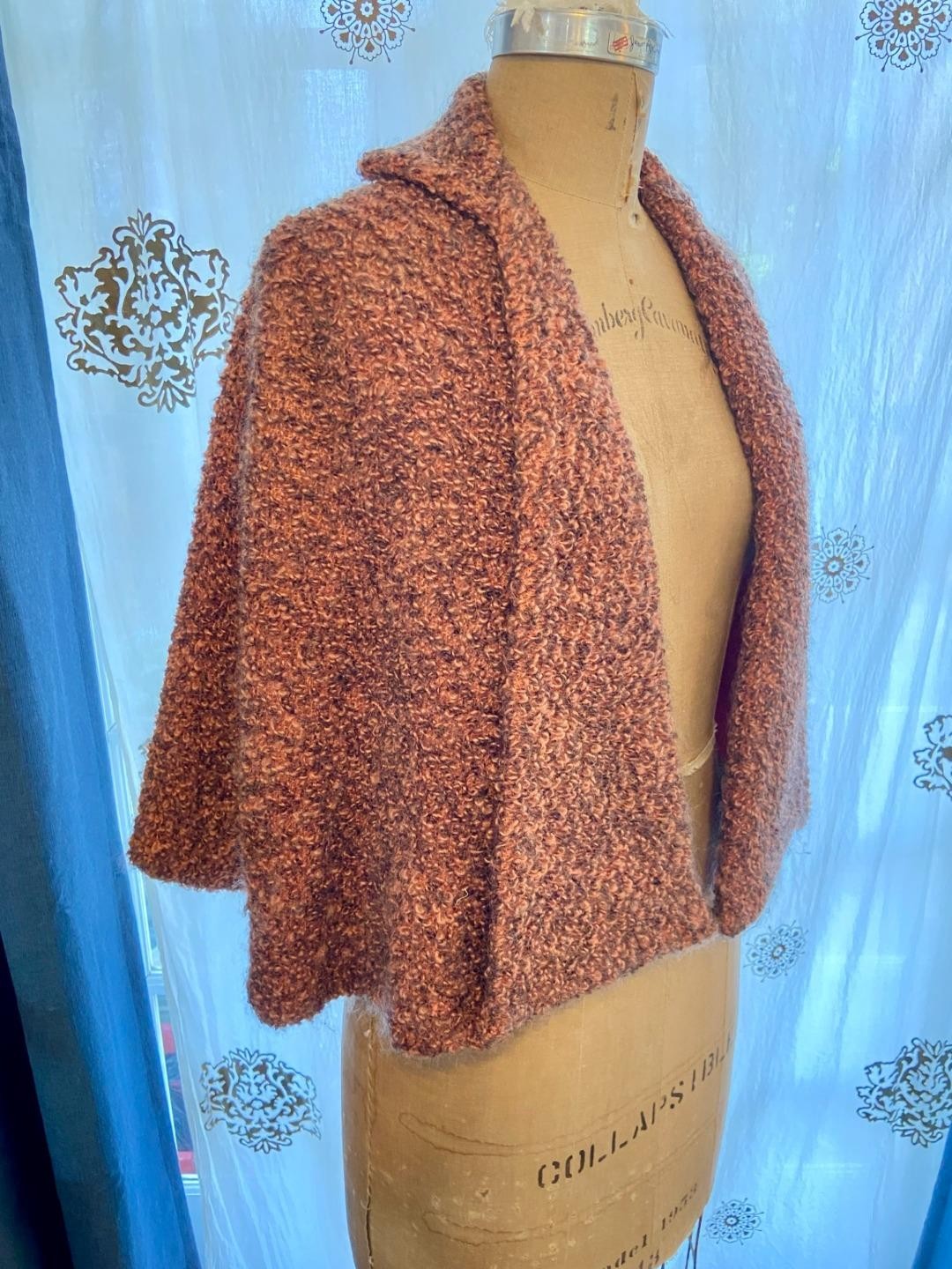 Vintage 30s 40s THE SPECIALTY HOUSE Orange Poodle Cloth Cape Capelet Whimsigoth
