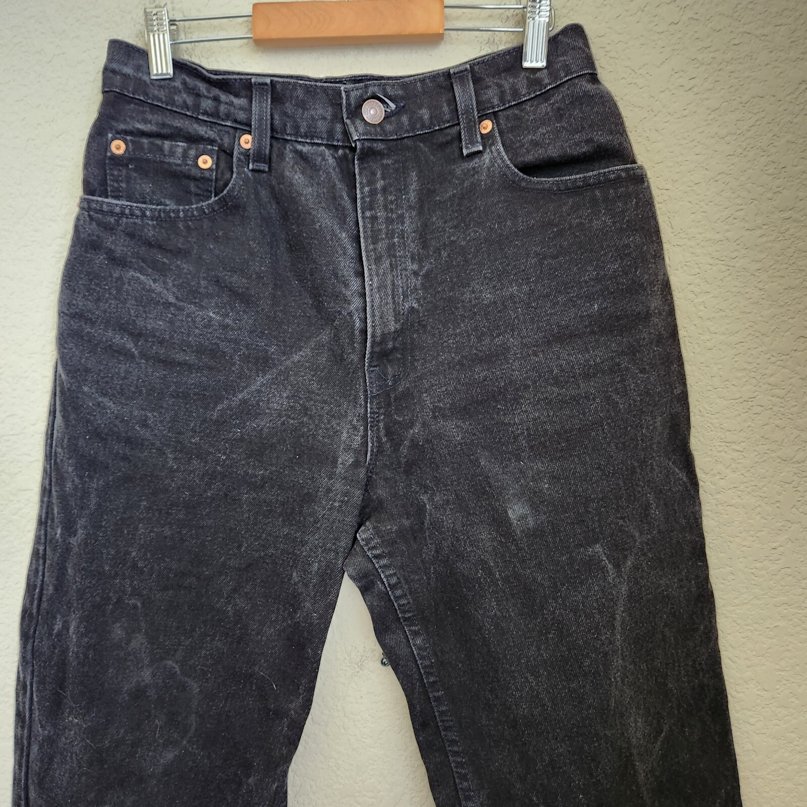 Vintage 90s Levi’s 551 Women Sz 10 27×30 Black Jeans Relaxed Fit Tapered Leg Zip