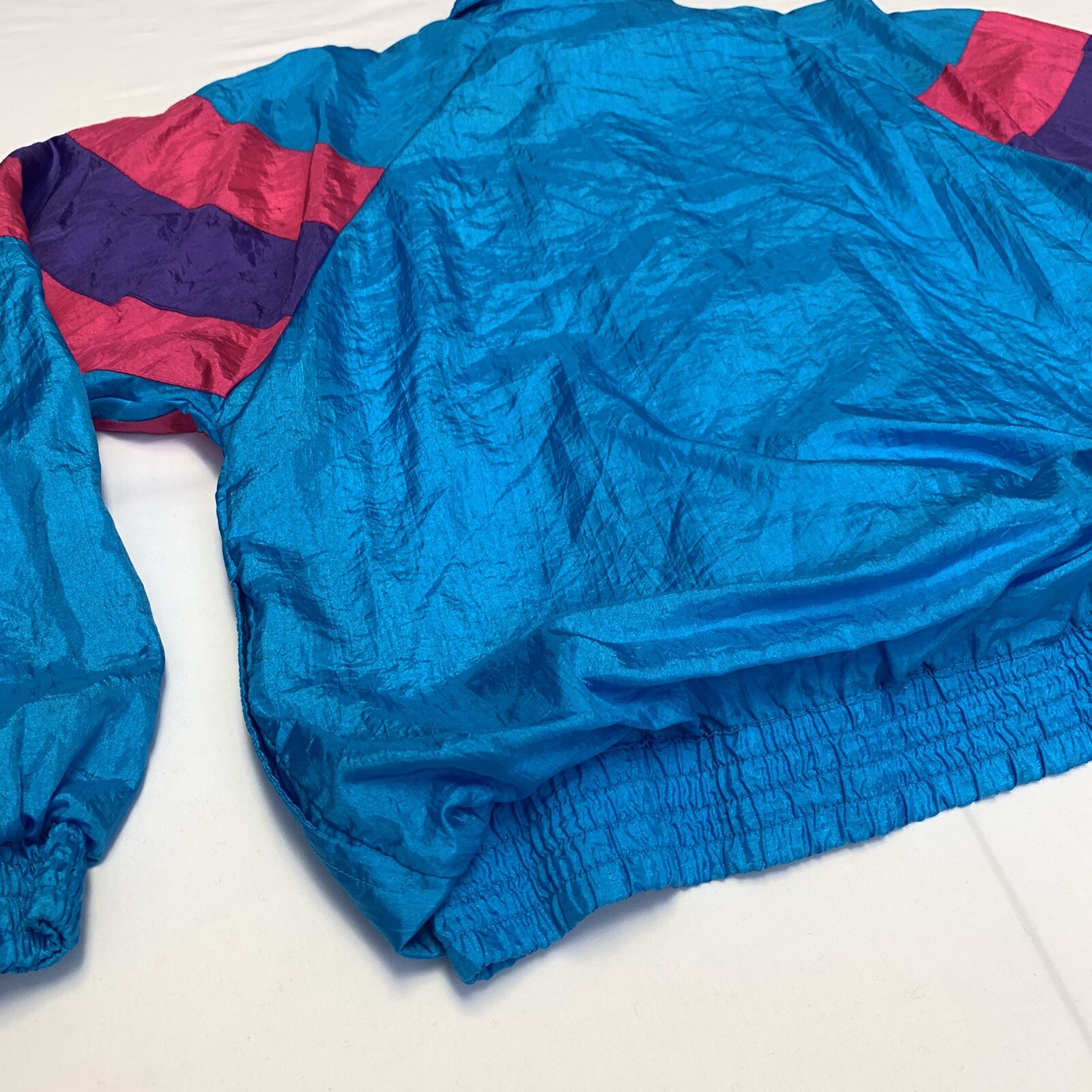 Vtg 90’s Longstreet Missy Windbreaker Track Jacket Hot Pink Purple Blue Medium