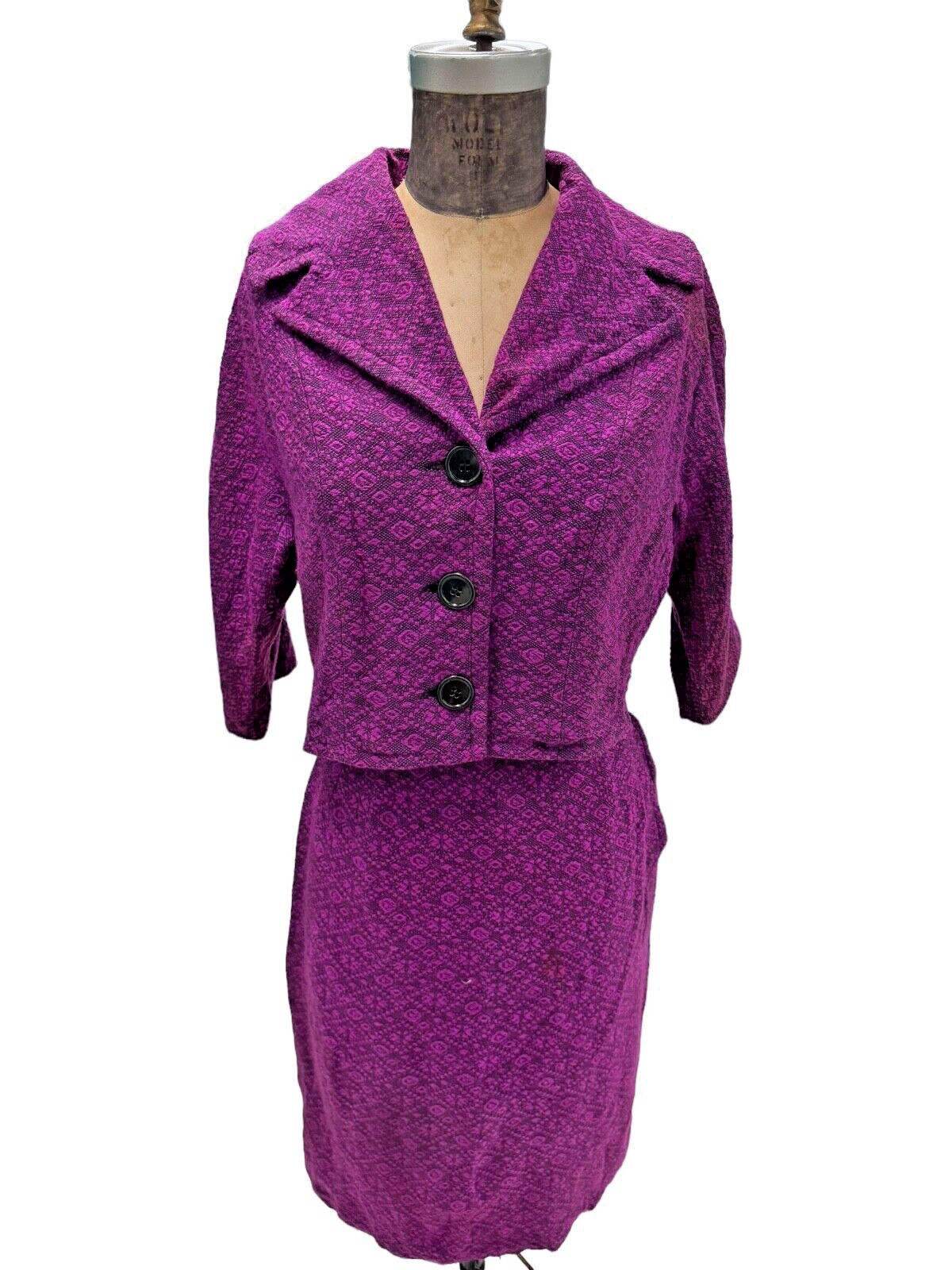 1950s Vintage Suit Purple Tweed Suit w/Cropped Jacket Snyder Craft California S