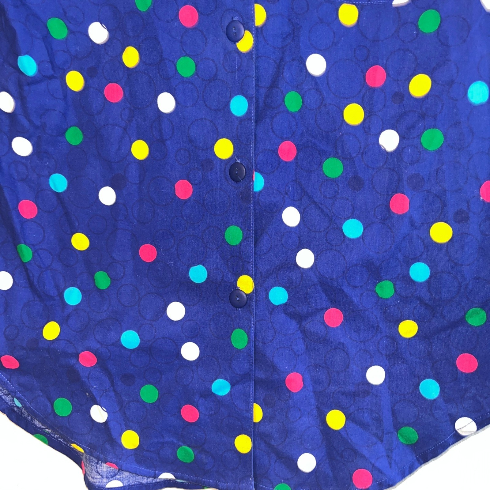 Women’s Vintage Impressions of California Blue Polka Dot Button Up Shirt Small